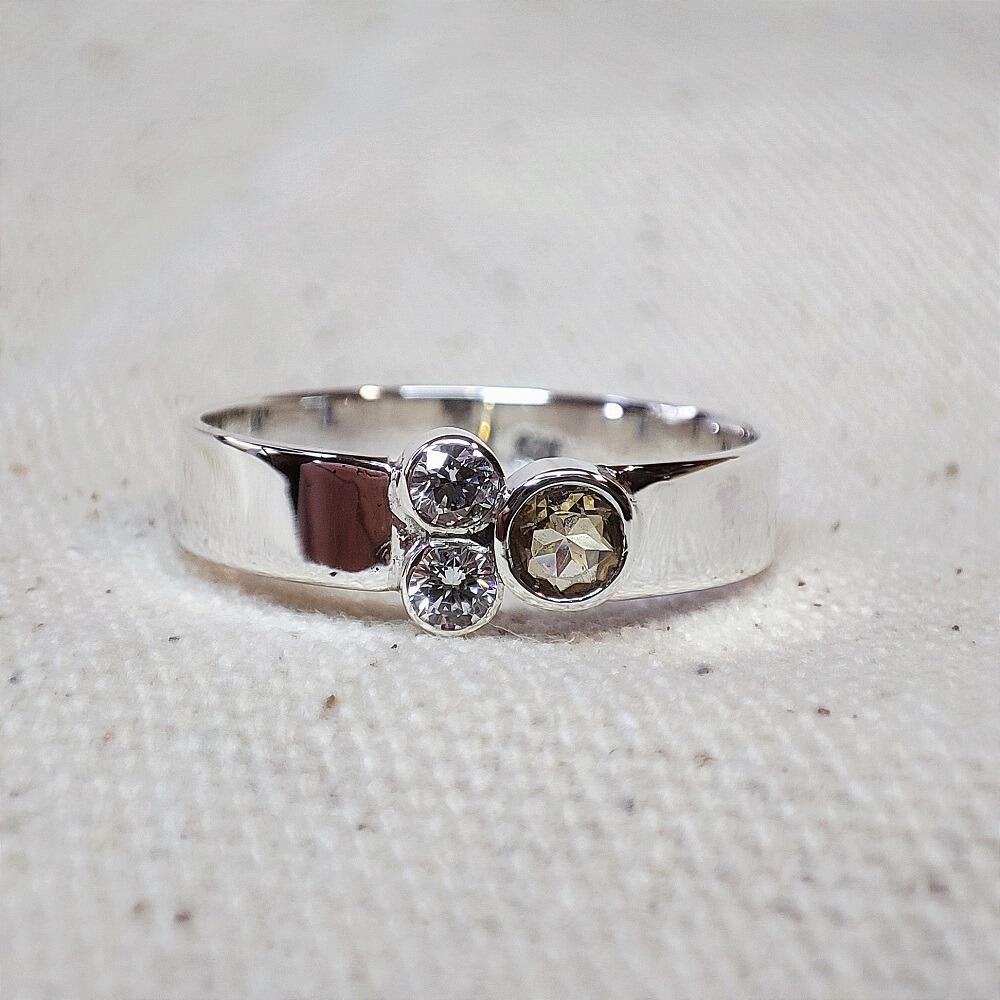 Sterling Silver Citrine and CZ Band