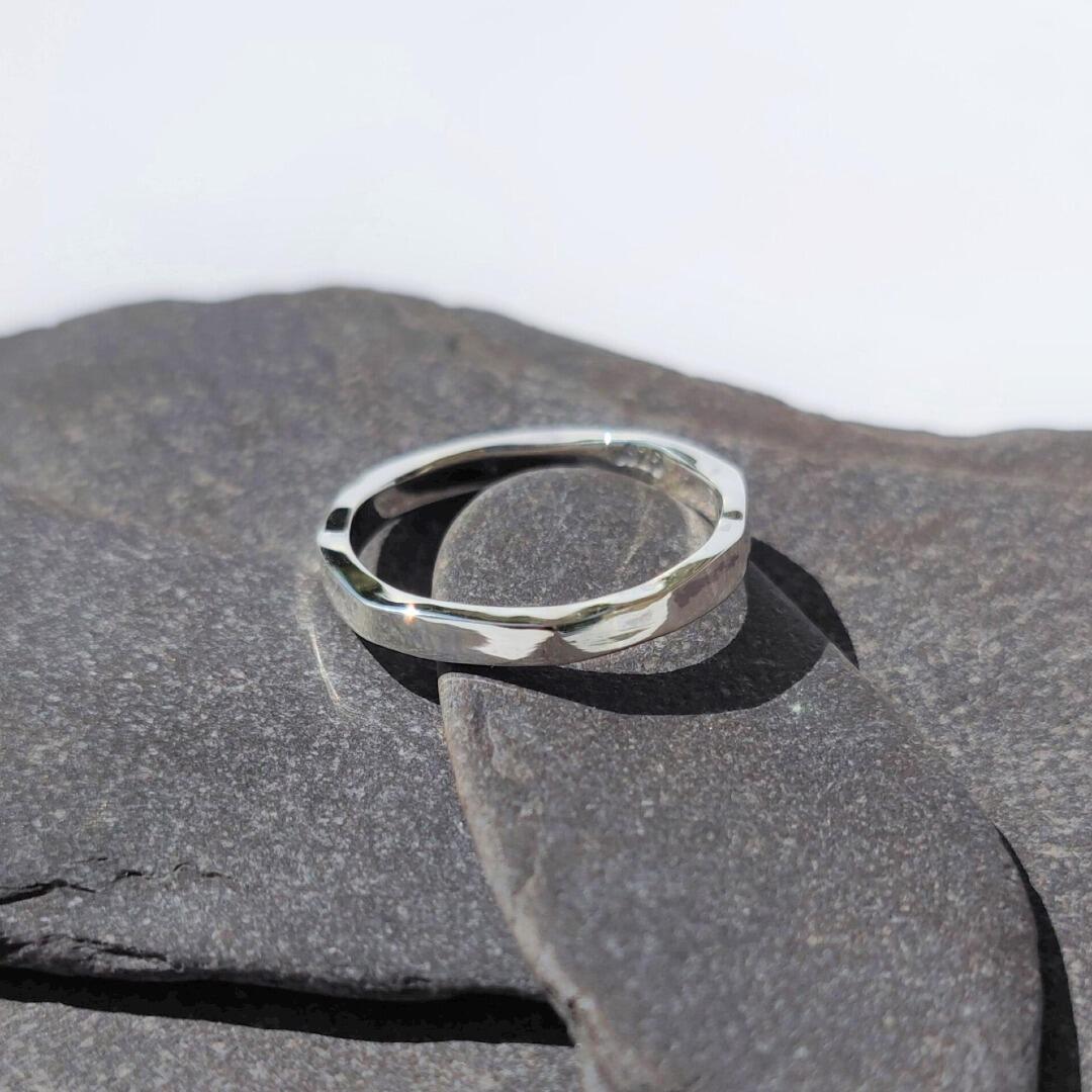 Hammered Angular Stacking Ring made from recycled Sterling Silver