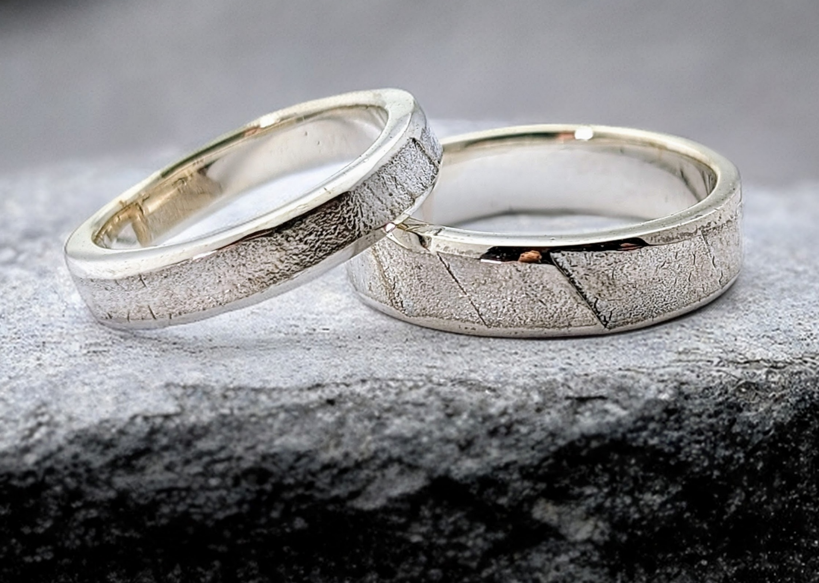 Granite Wedding Ring Set