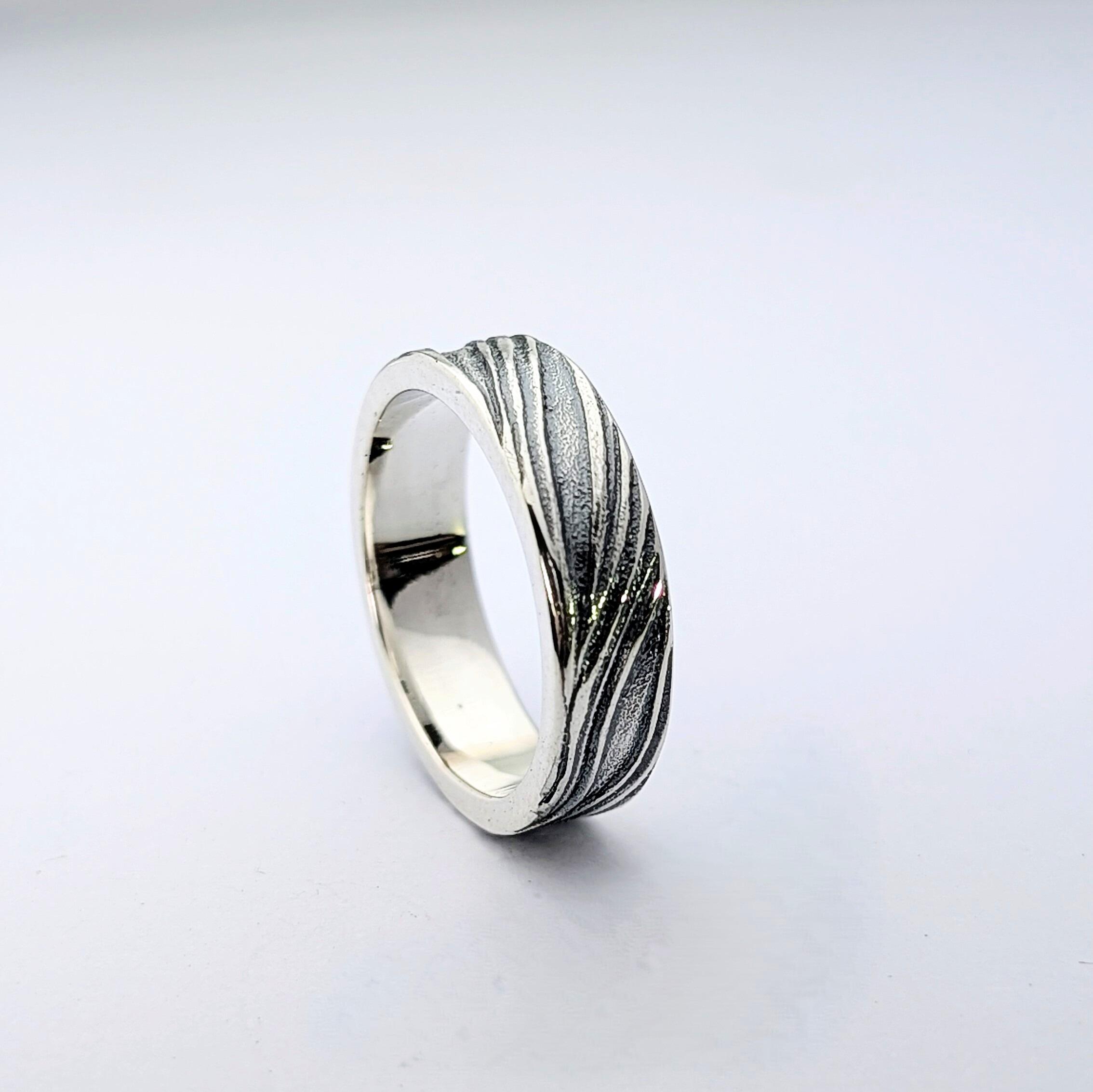 Threads Textured Band, handmade with recycled sterling silver