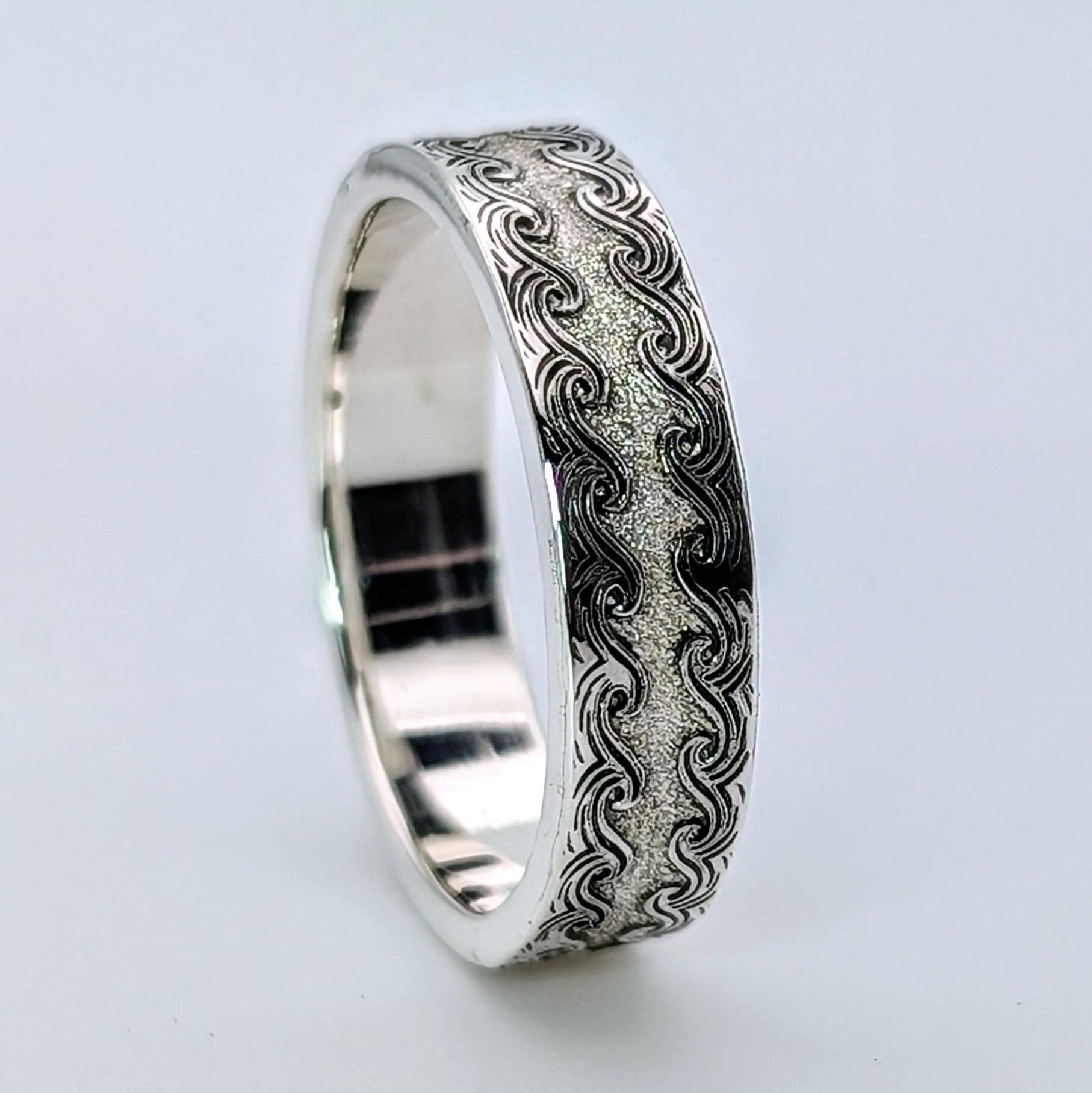 Ring Border Wave Wave Border Ring, handmade with recycled sterling silver