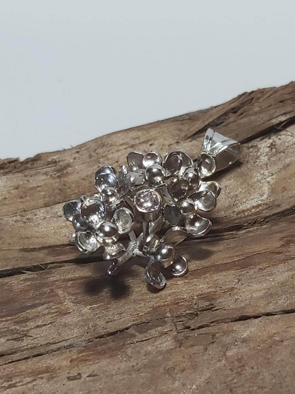 Sterling Silver Floral Bunch with Cubic Zirconia
