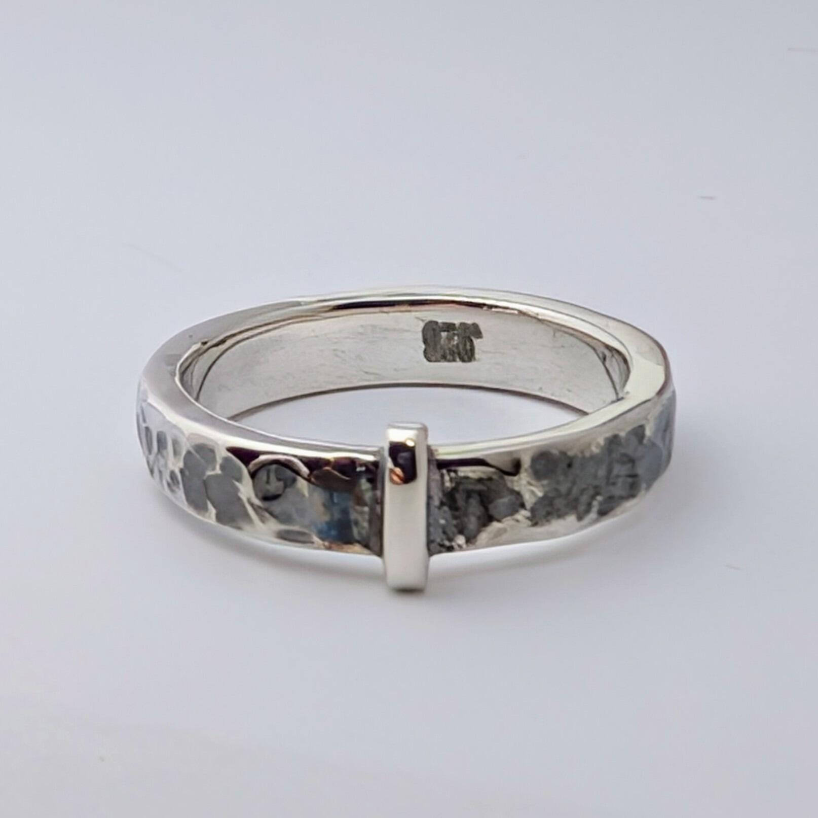 Narrow Band Sterling Silver Outlander Inspired Ring, Textured and Oxidised