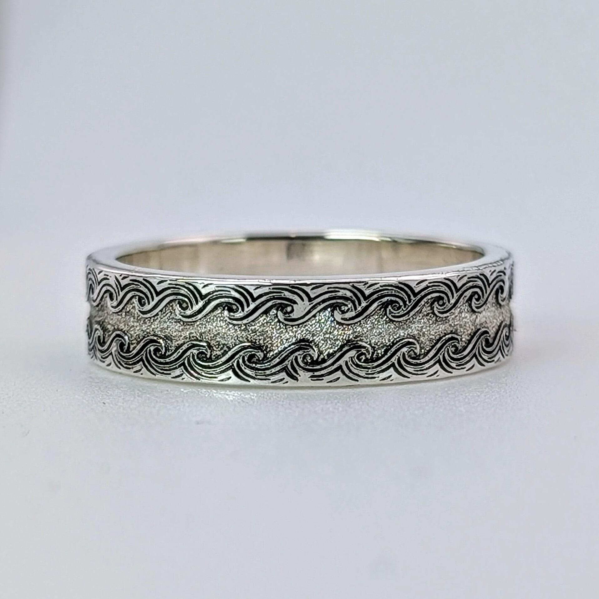 Ring Border Wave Wave Border Ring, handmade with recycled sterling silver