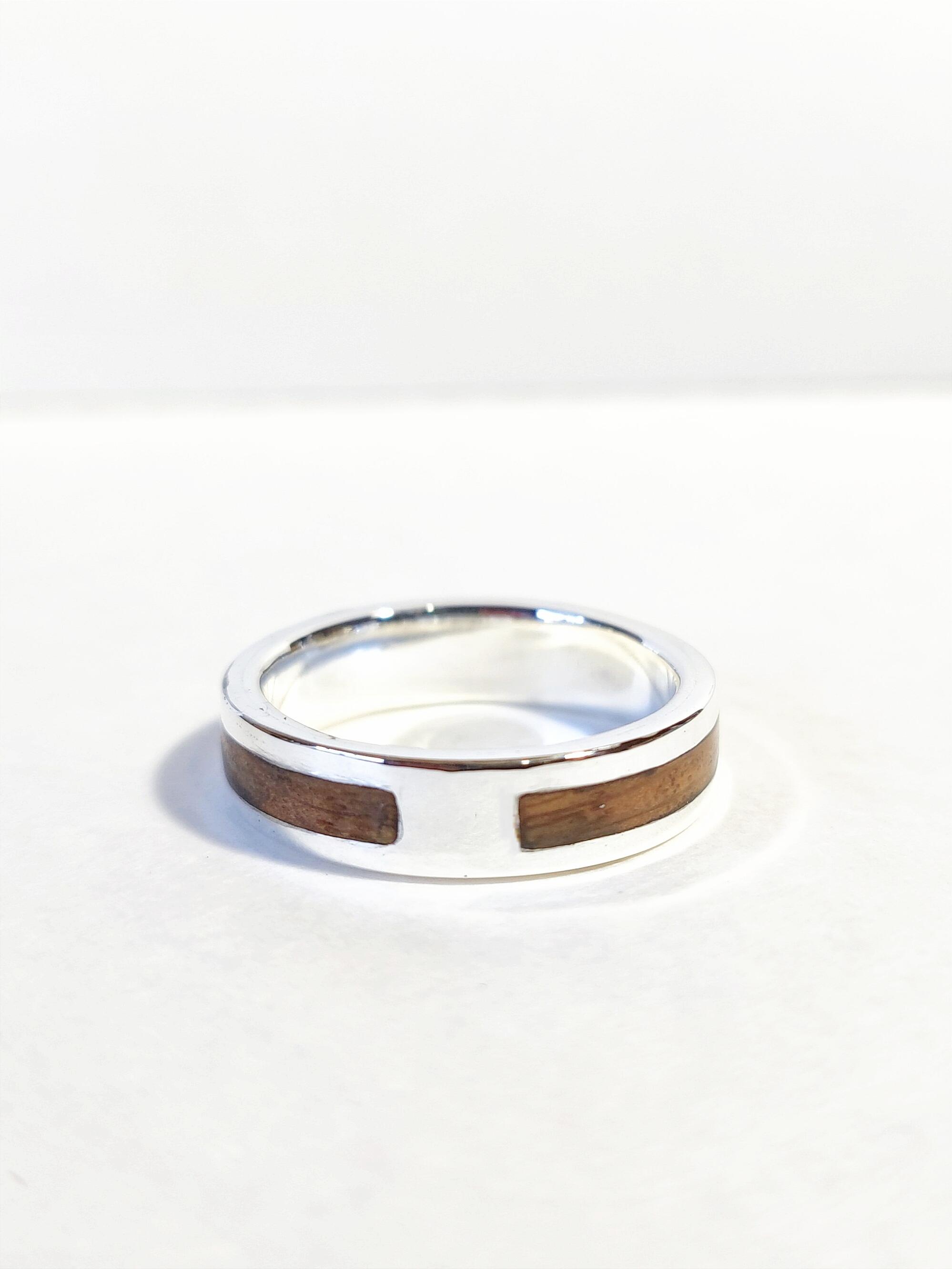 Oak Inlay Ring, Wide Band, Handmade in Sterling Silver, available with ...
