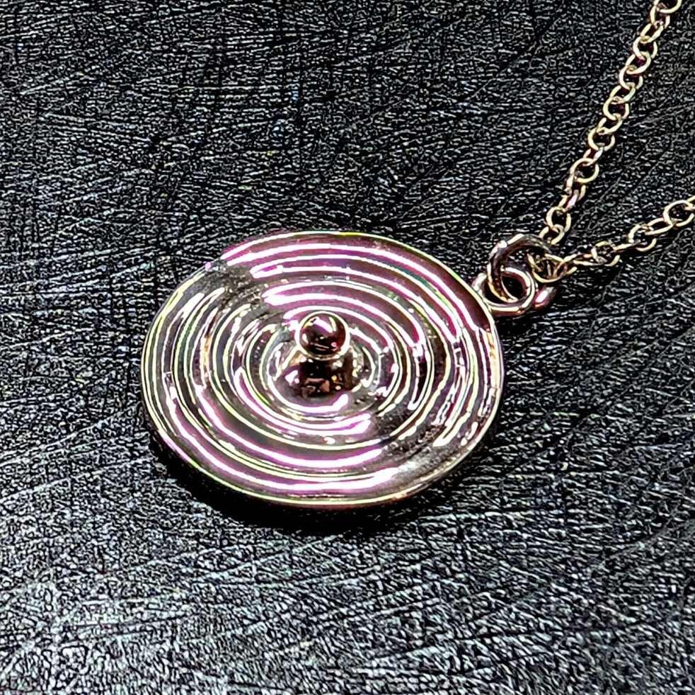 Hand Engraved Water Droplet Pendant, handmade in Scotland with recycled sterling silver