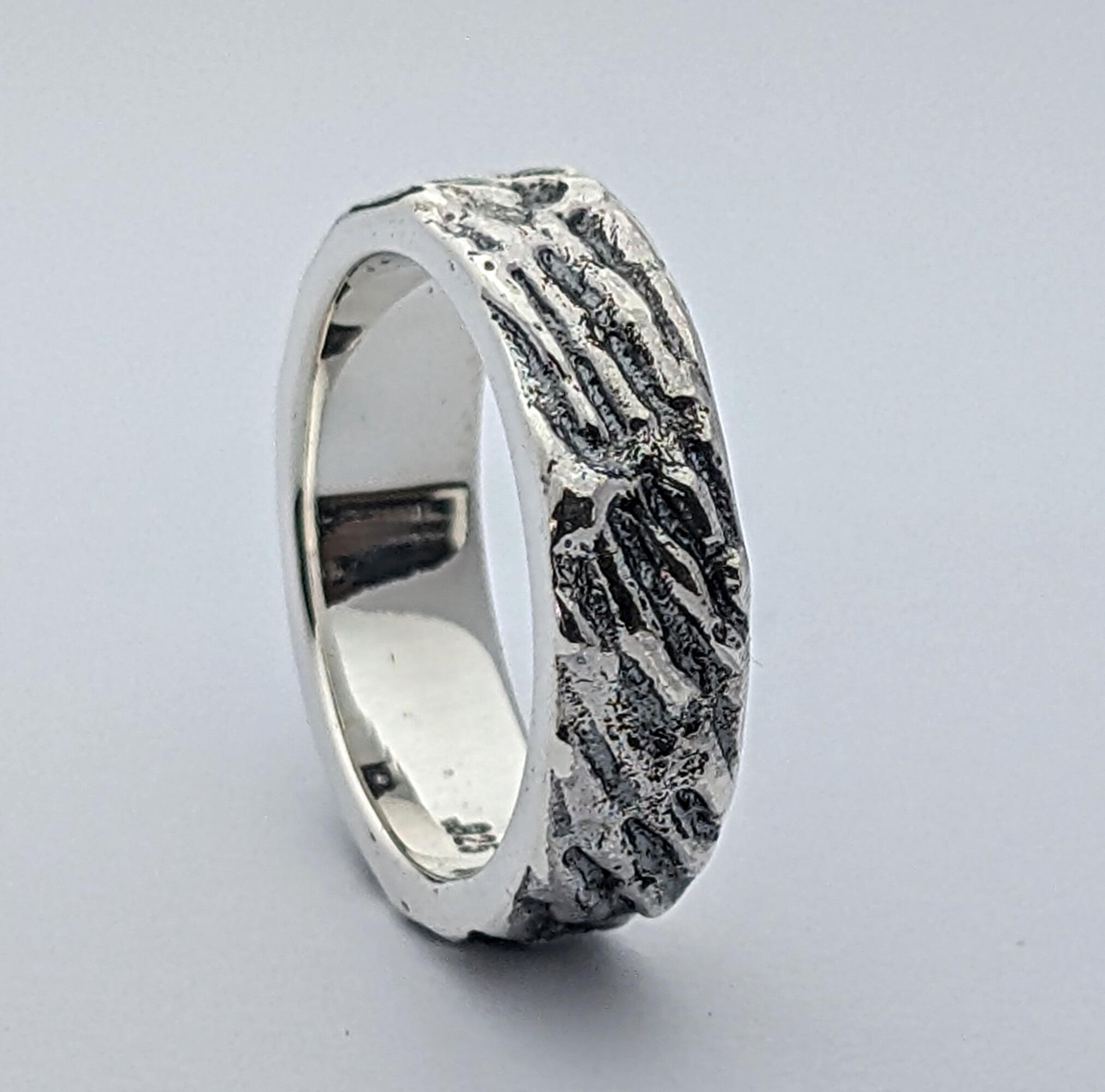 Kelp Textured Band, oxidised with high polish finish, handmade in Scotland