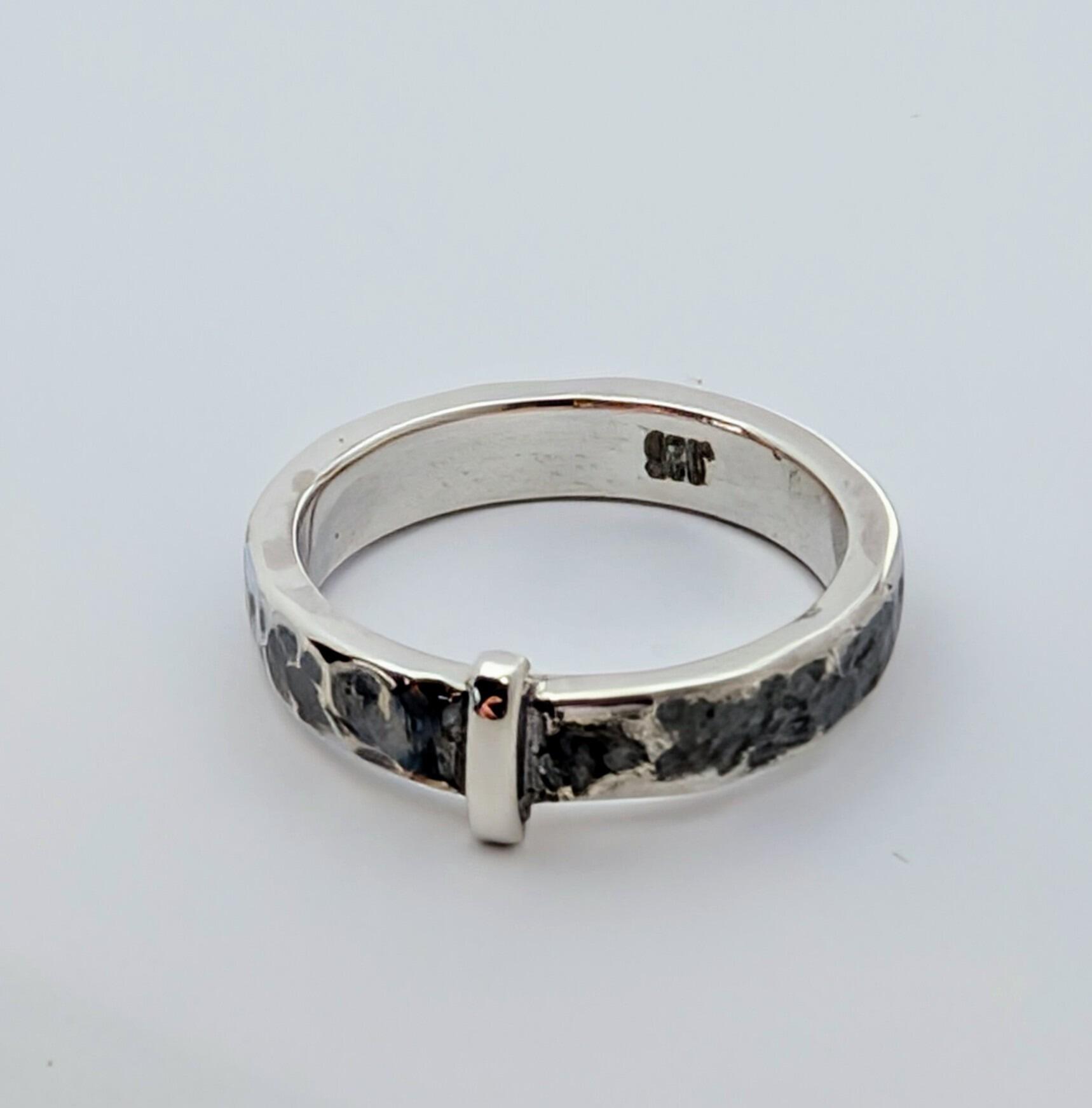Narrow Band Sterling Silver Outlander Inspired Ring, Textured and Oxidised