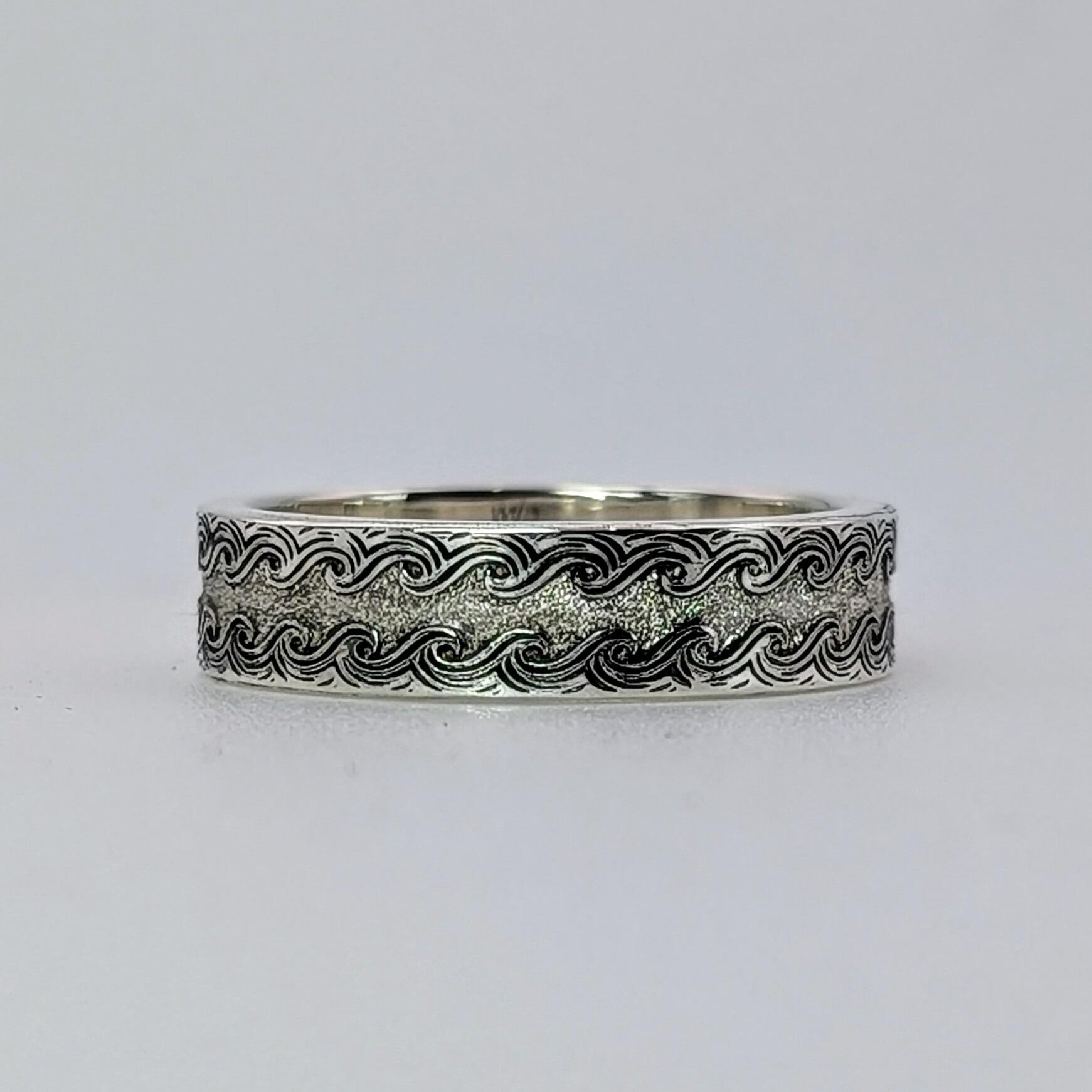 Ring Border Wave Wave Border Ring, handmade with recycled sterling silver