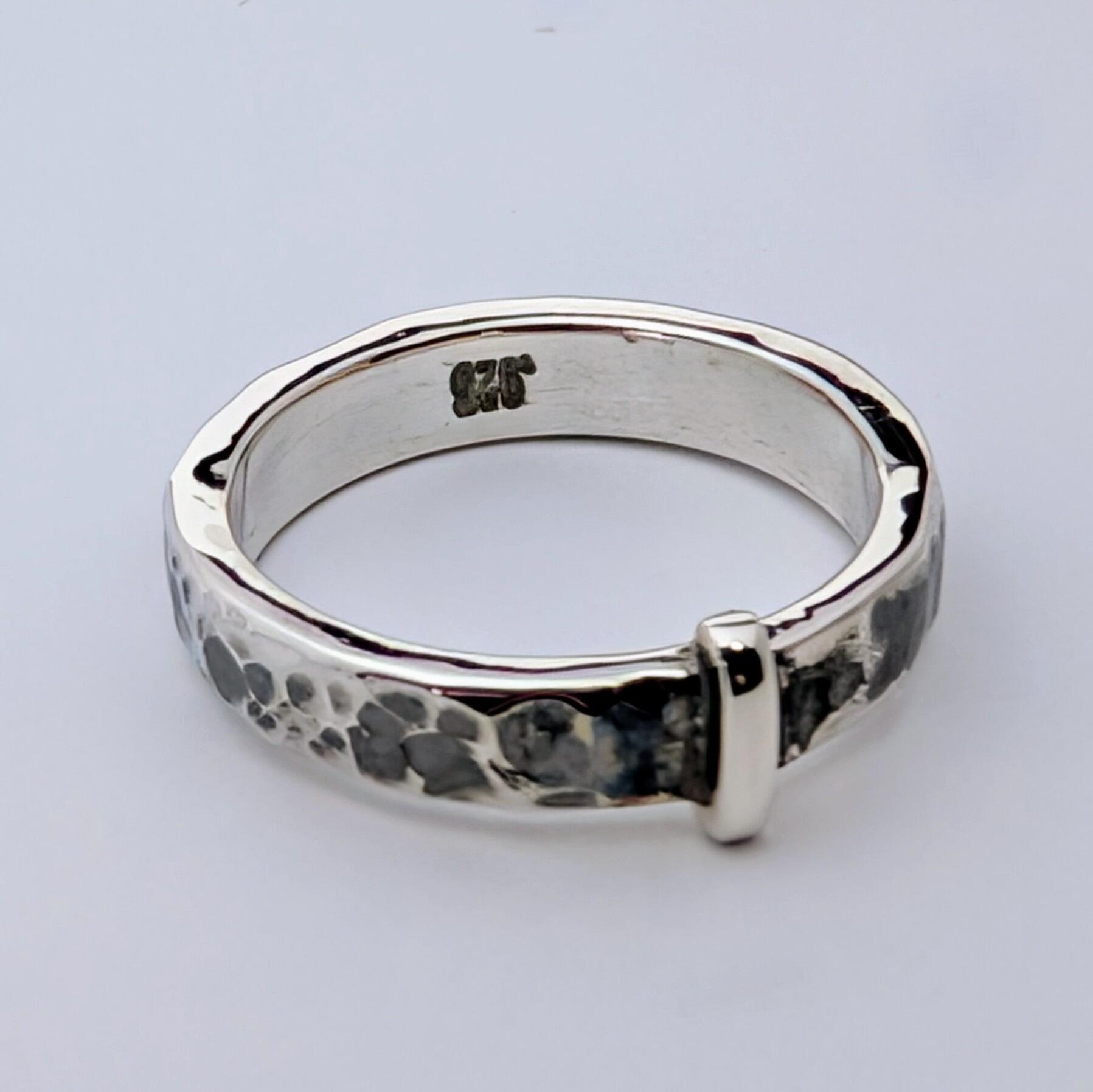 Narrow Band Sterling Silver Outlander Inspired Ring, Textured and Oxidised