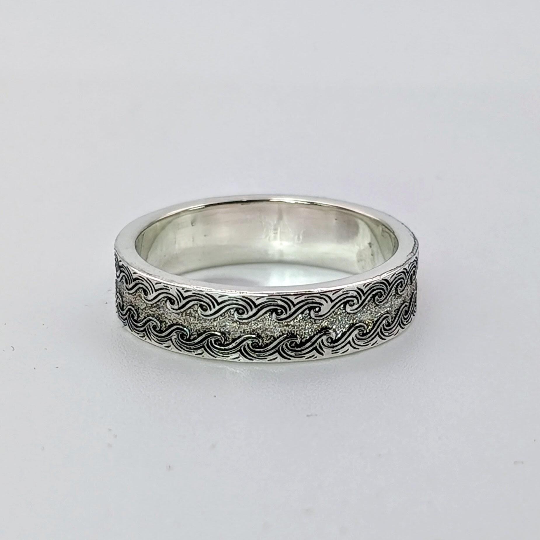 Ring Border Wave Wave Border Ring, handmade with recycled sterling silver