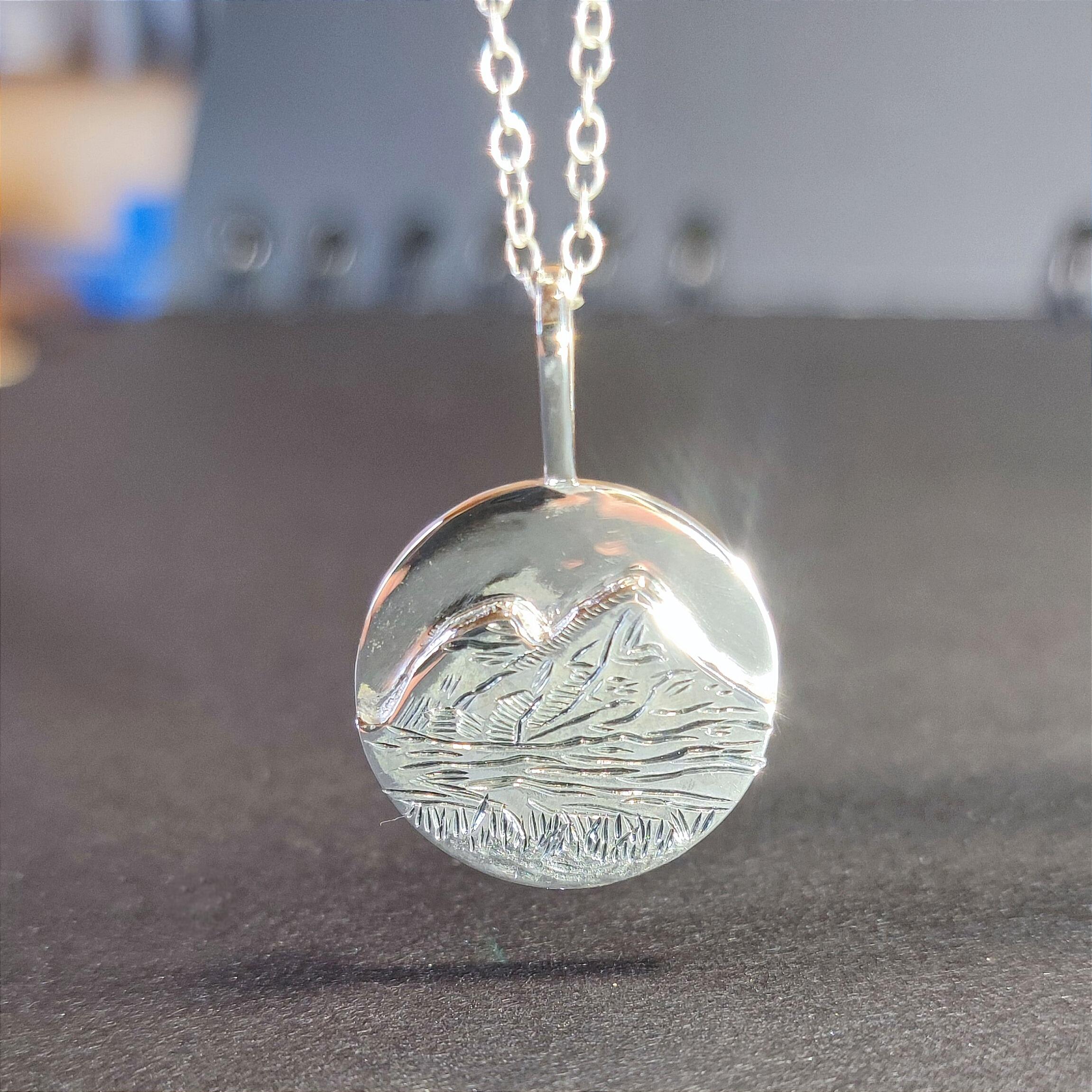 Sterling Silver Mountain Necklace 5/8