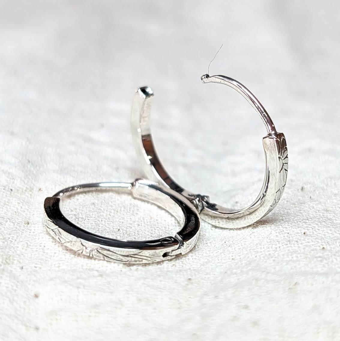 Boho Daisy Hoop Earrings handmade with recycled sterling silver