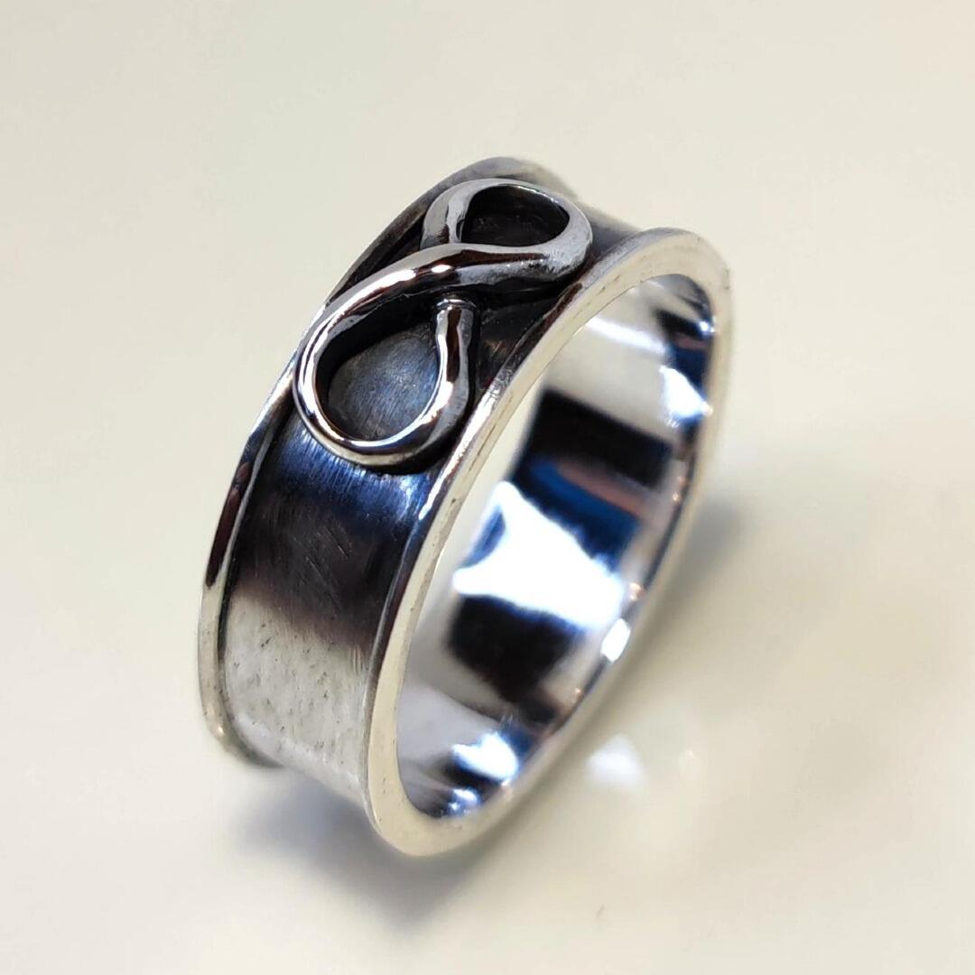 Sterling Silver Infinity Ring, Wide Band