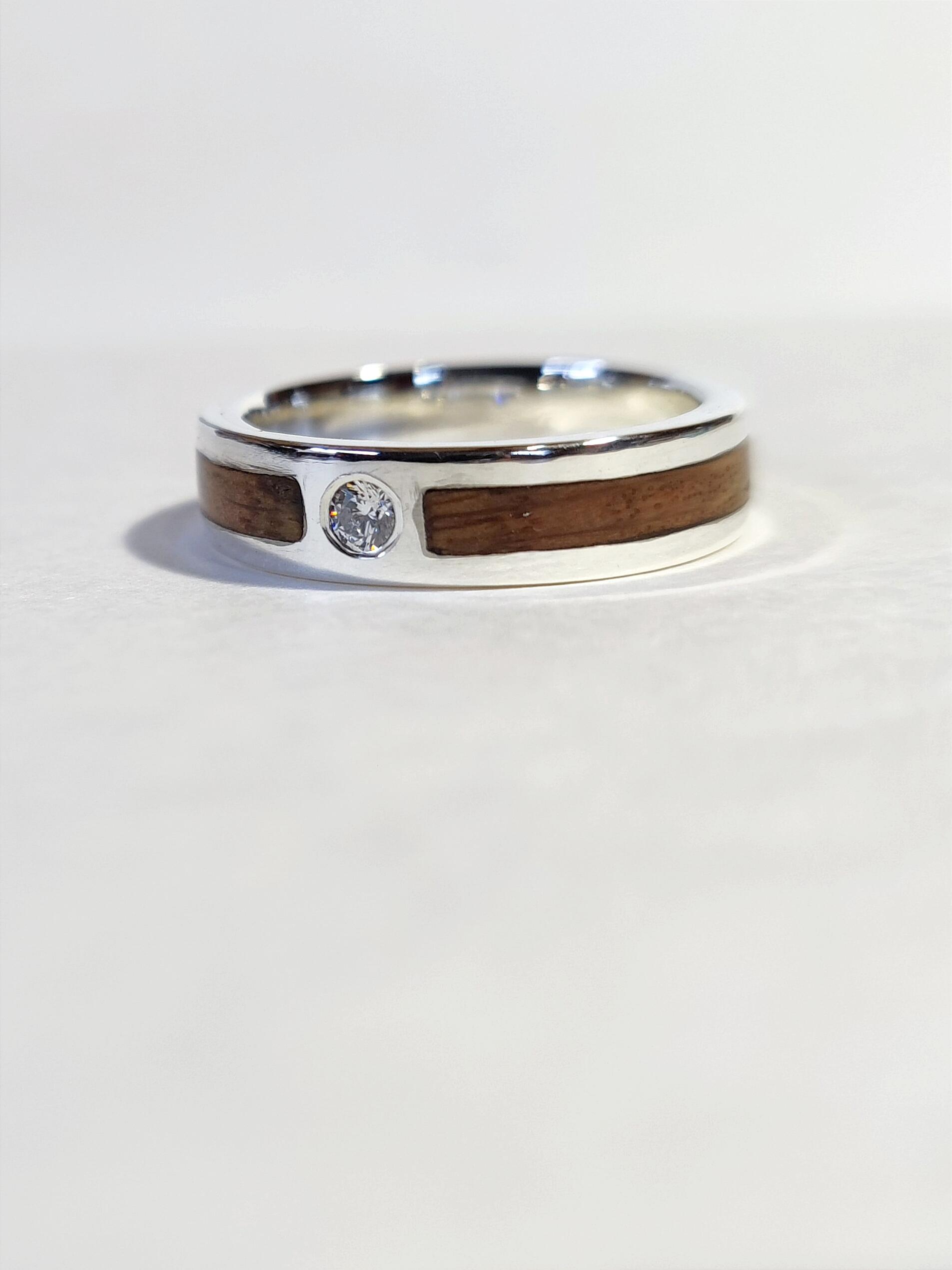 Oak Inlay Ring, Wide Band, Handmade in Sterling Silver, available with ...