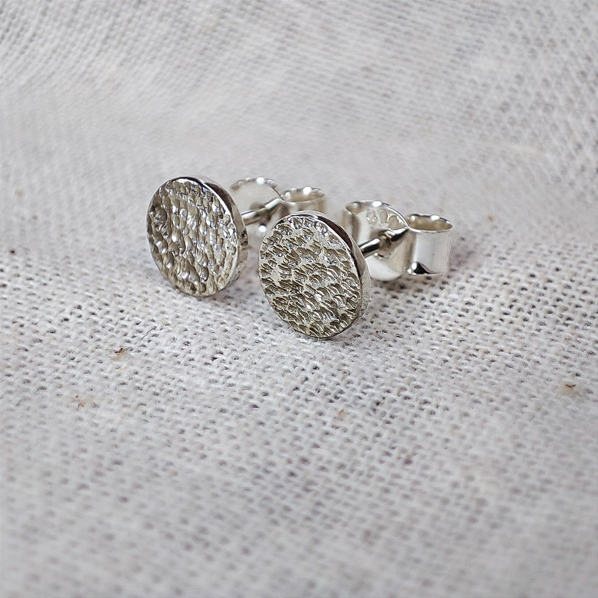 Silver hammered deals stud earrings