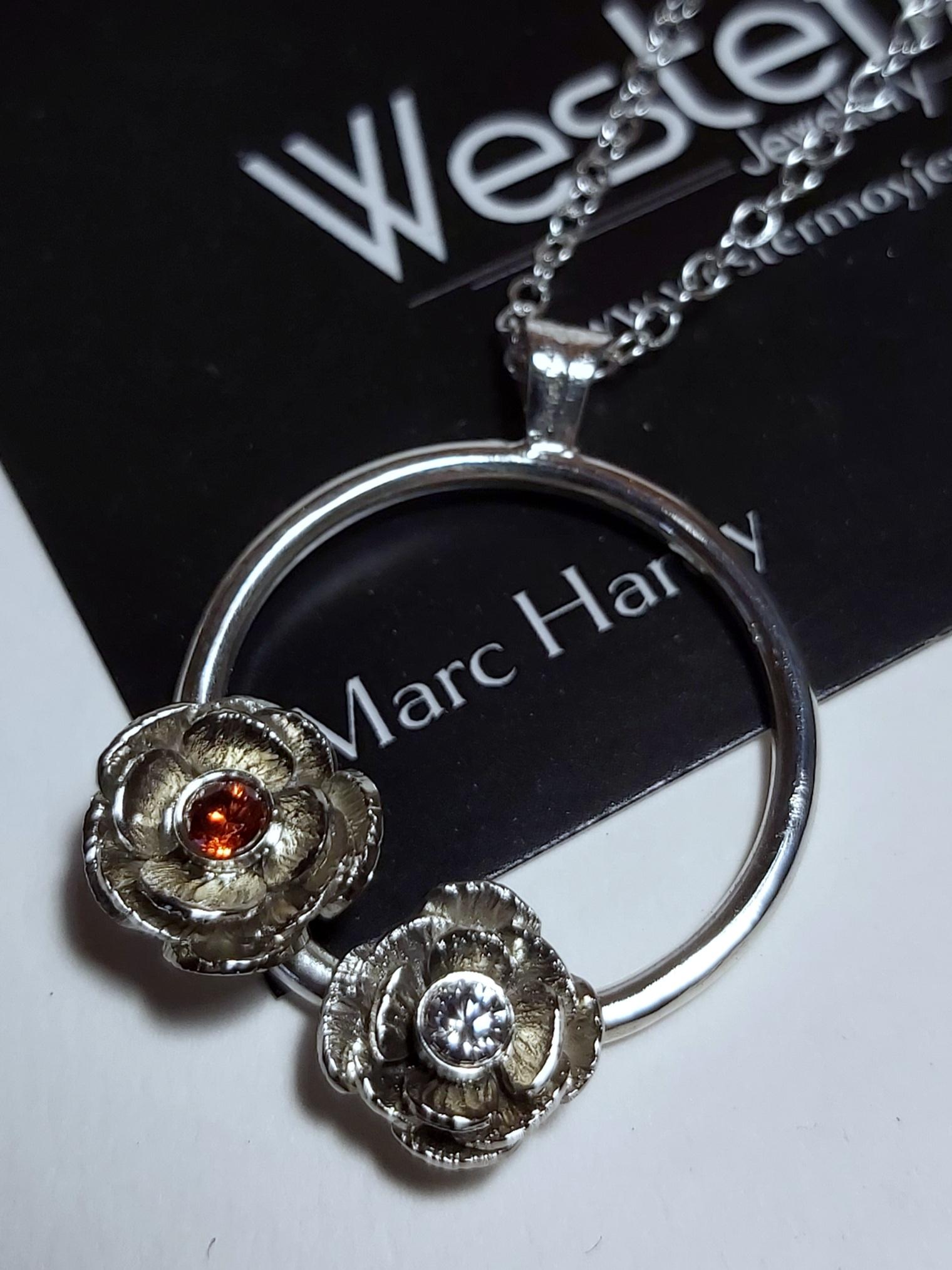 Sterling Silver Floral Pendant with Cubic Zirconia