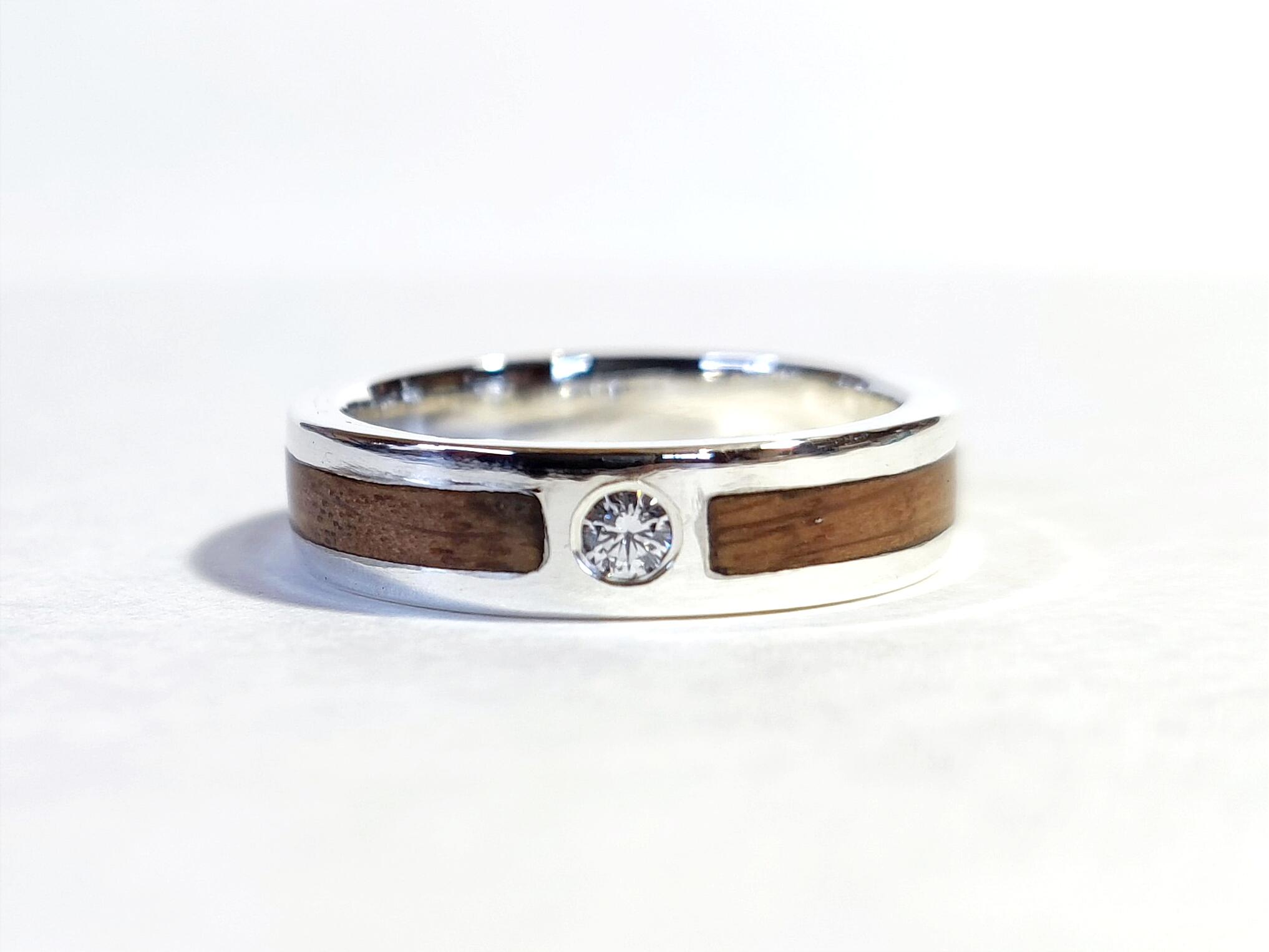 Oak Inlay Ring, Wide Band, Handmade in Sterling Silver, available with ...