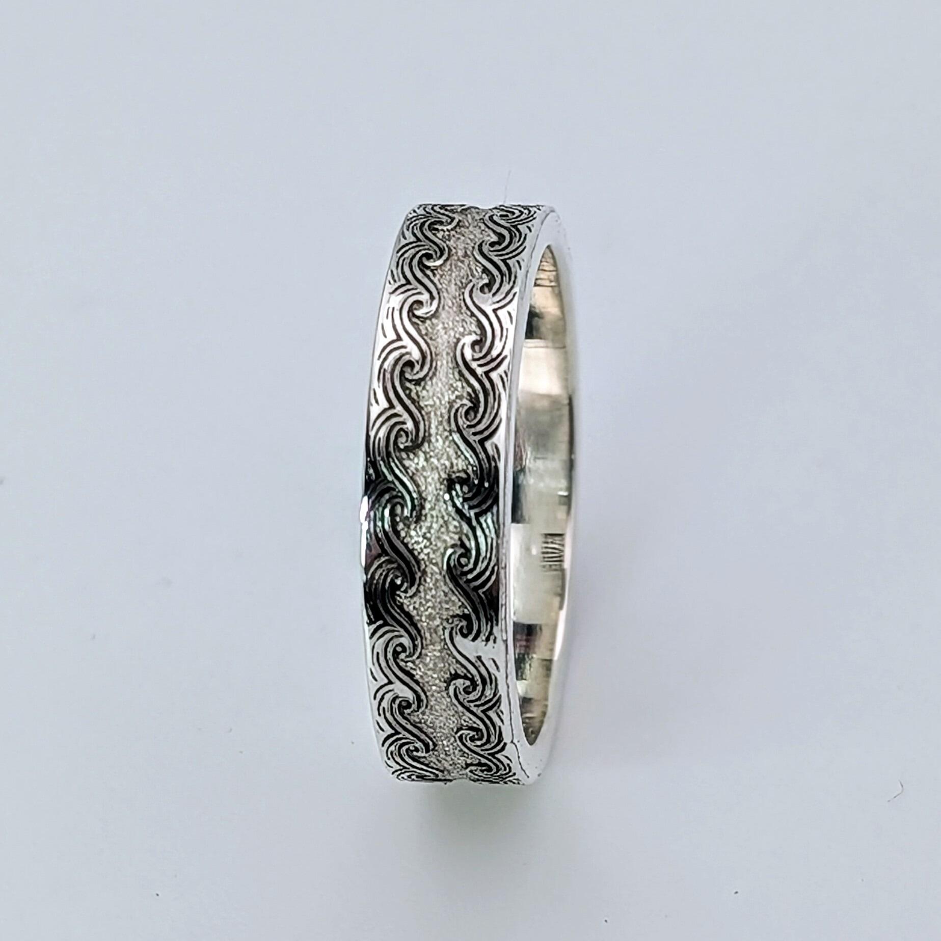Ring Border Wave Wave Border Ring, handmade with recycled sterling silver