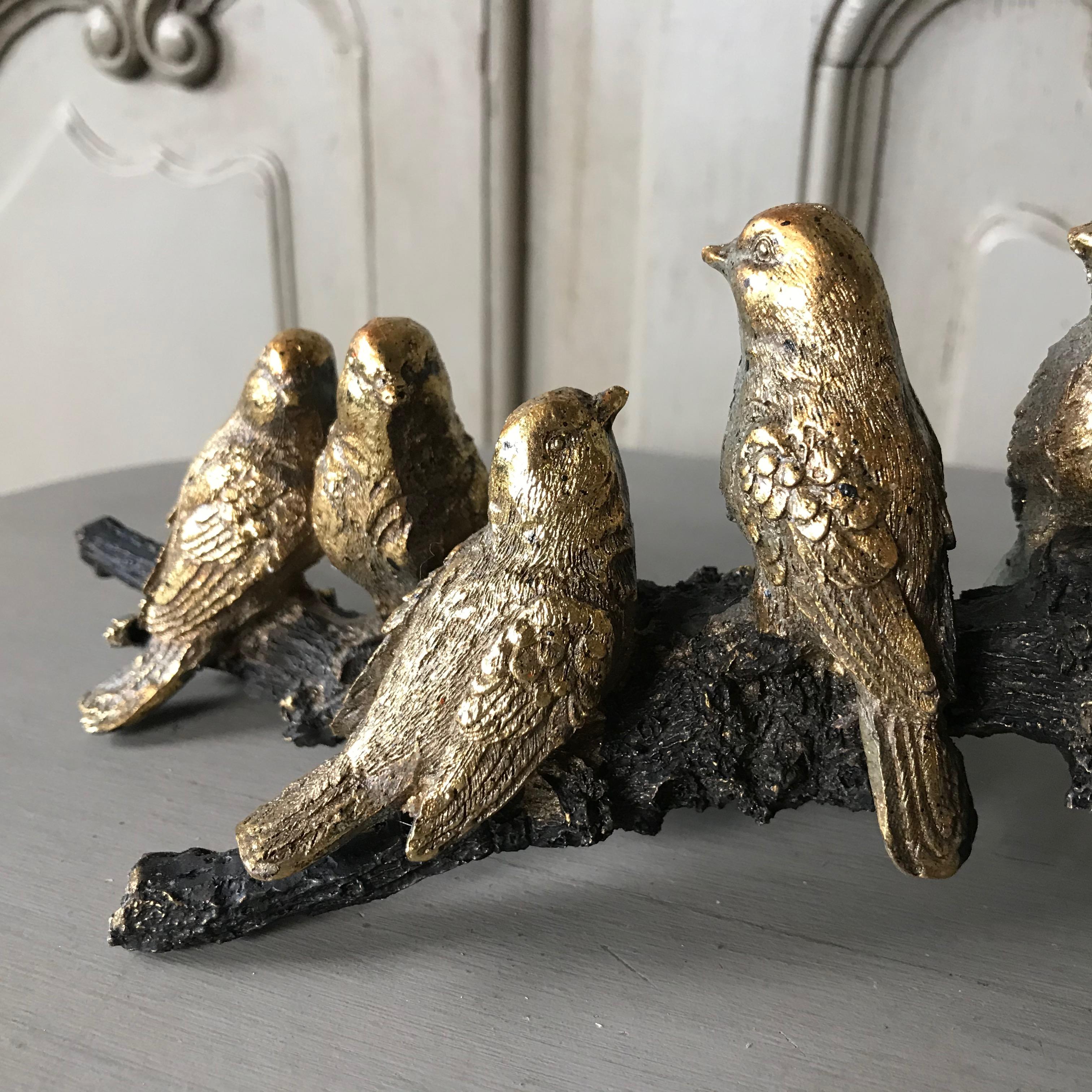 Golden Birds on a Branch Ornament Decorative Accessory