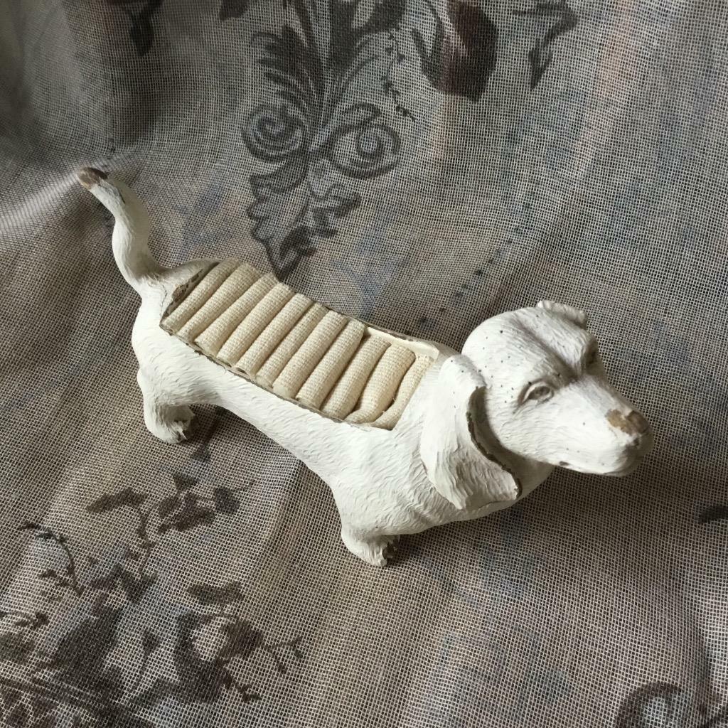 Sausage Dog Ring Holder Ivory Shabby Chic Daxie Dachshund Gift