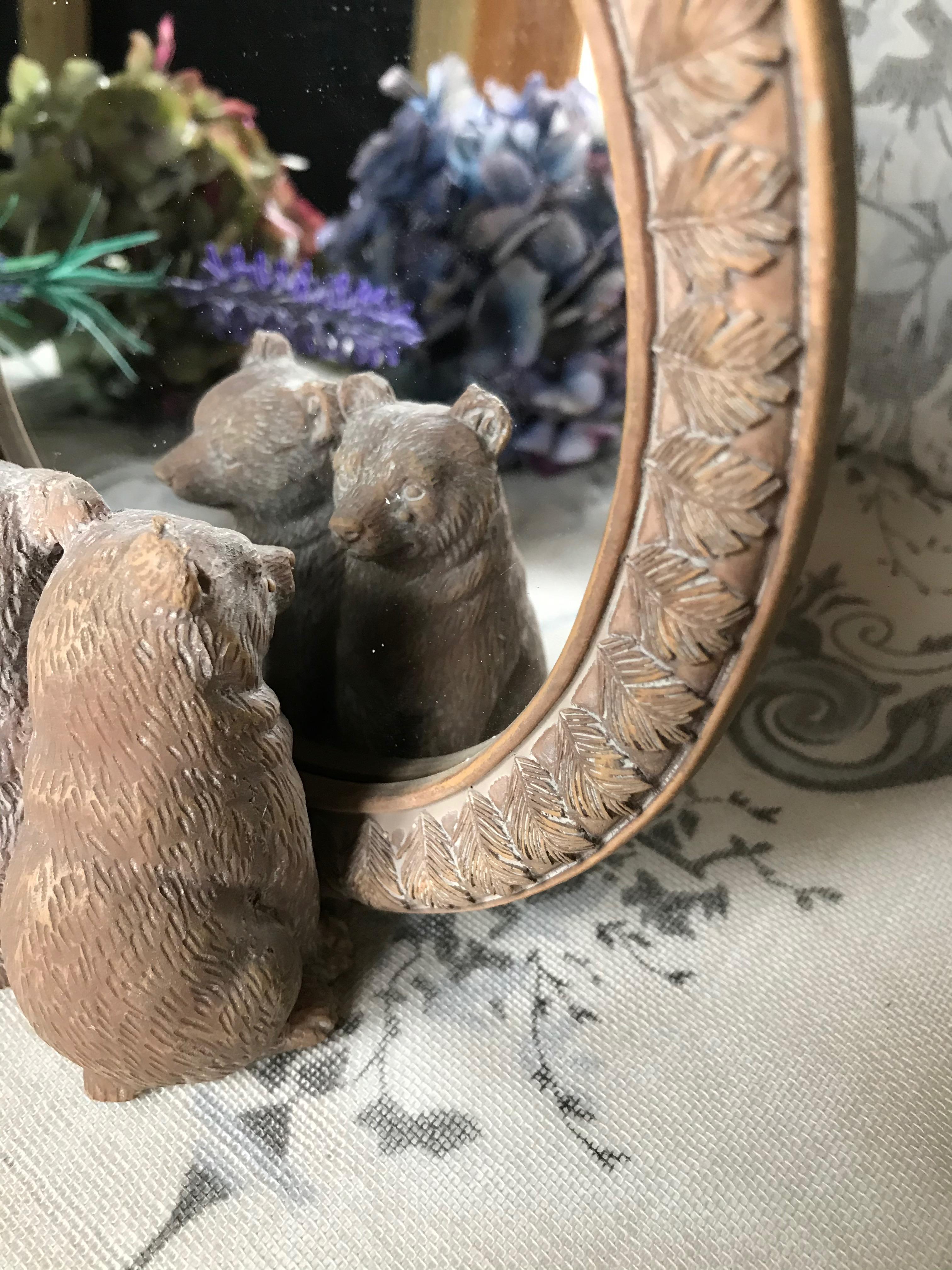 Bears Mirror Freestanding Decorative Vanity Mirror Vintage Hare