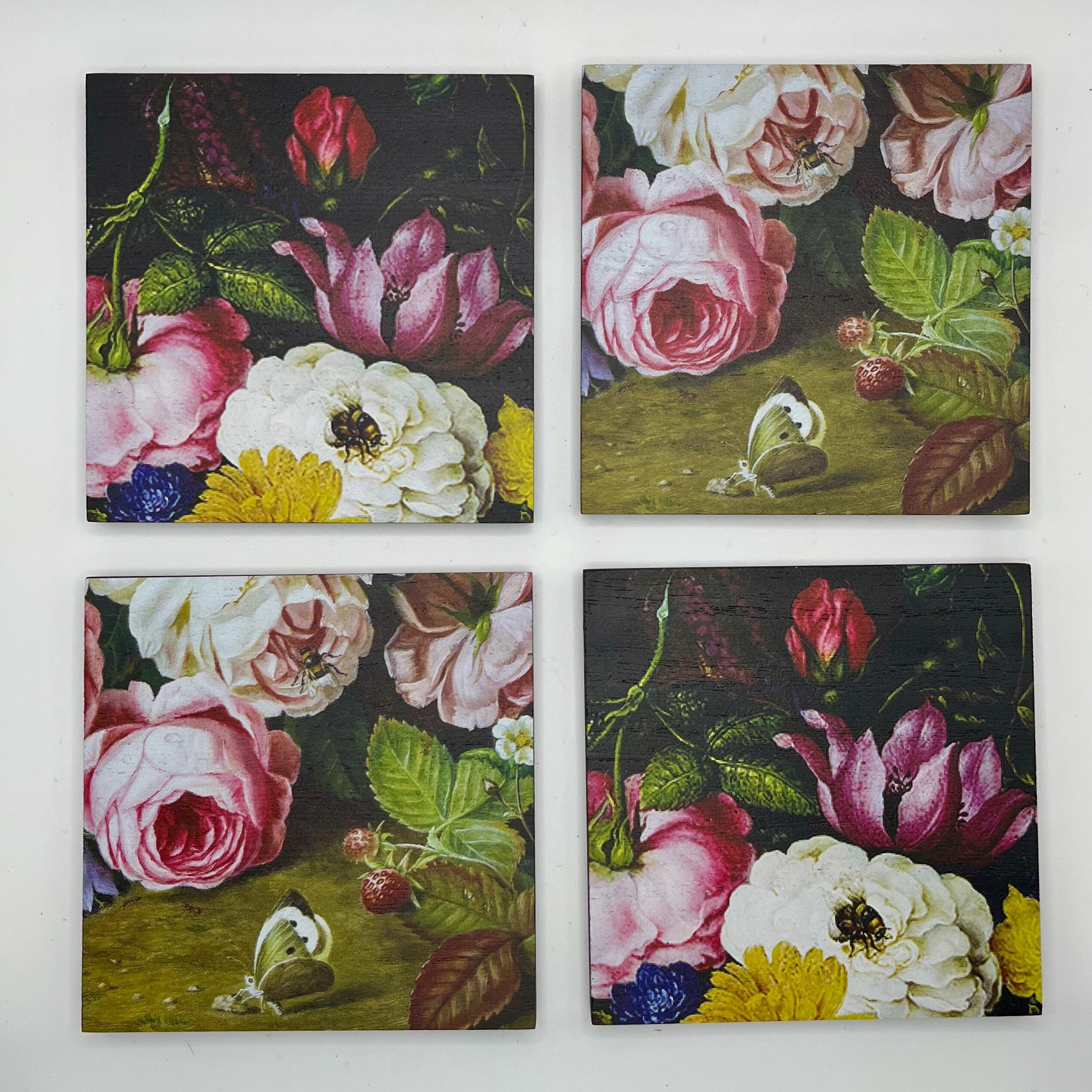 French Country Shabby Chic Coasters Boxed Set 4 Vintage Style