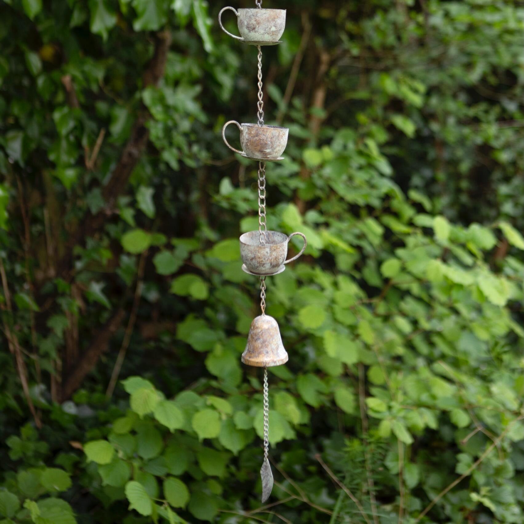 Charming Teapot Rain Chain Water Feature Garden Ornament