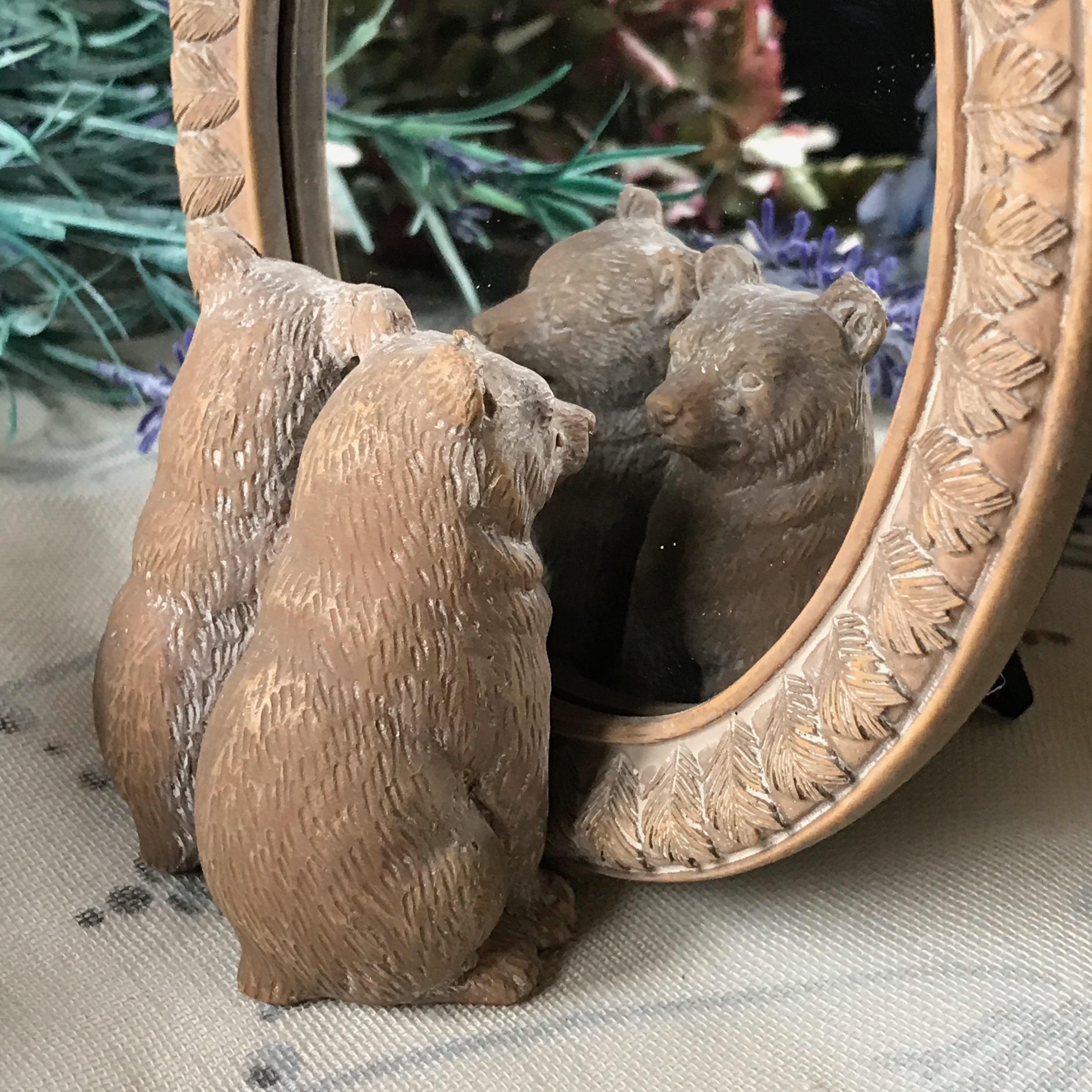 Bears Mirror Freestanding Decorative Vanity Mirror Vintage Hare