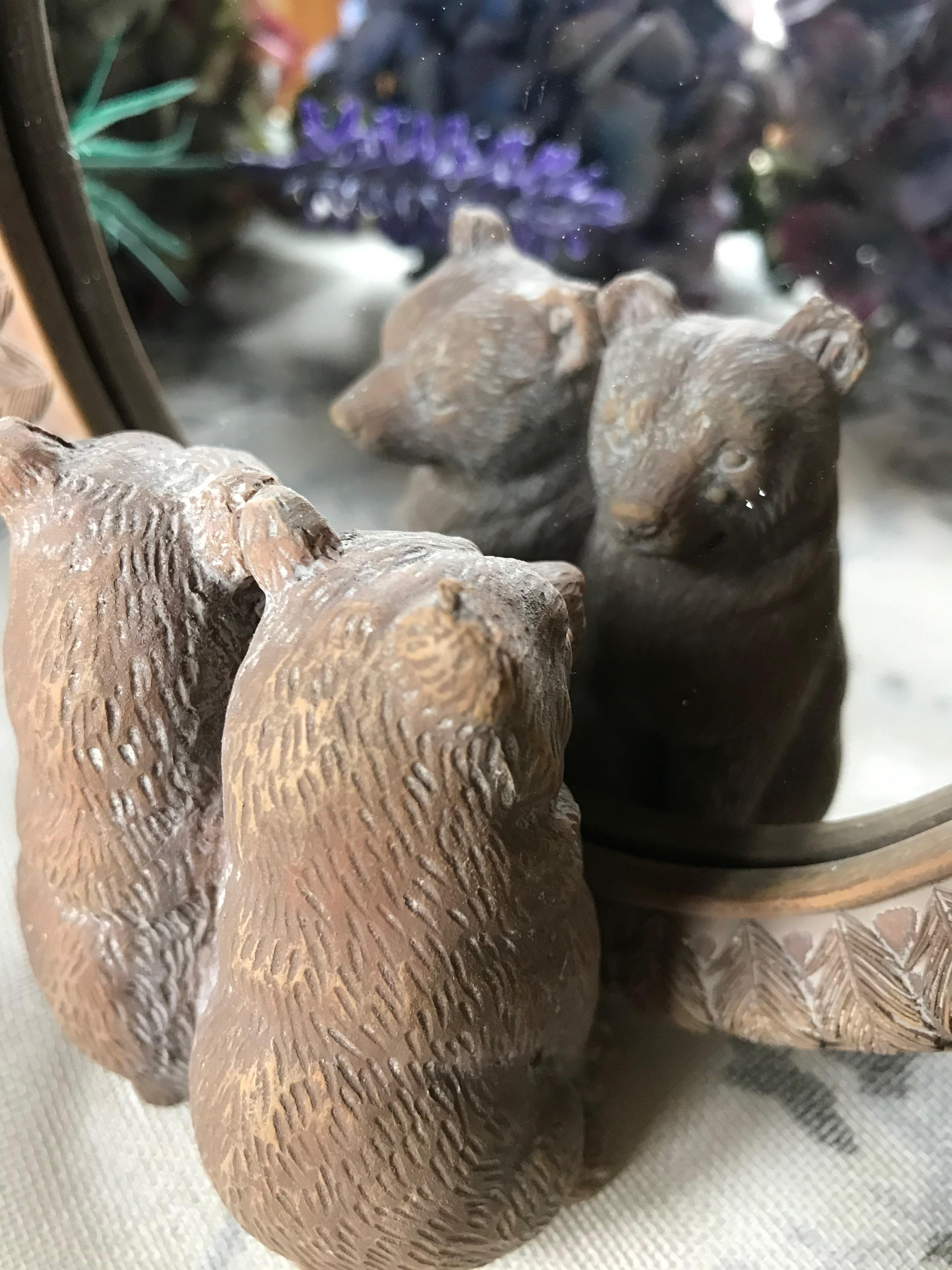 Bears Mirror Freestanding Decorative Vanity Mirror Vintage Hare