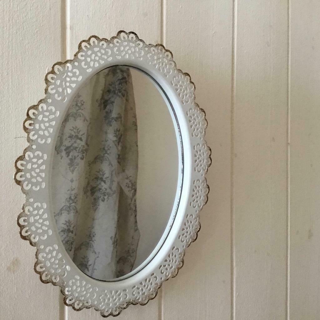 Lacy Oval Wall Mirror Antique White Shabby Chic Wall Mirror Vintage