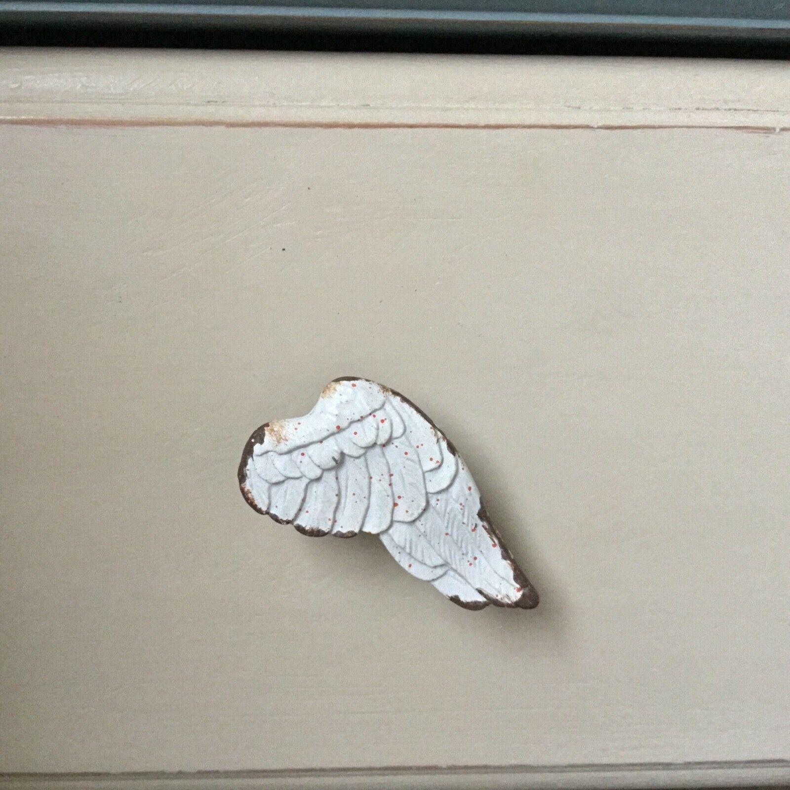 Set of 2 Angel Wing Furniture Handles for Doors and Drawers Antique White Shabby Chic