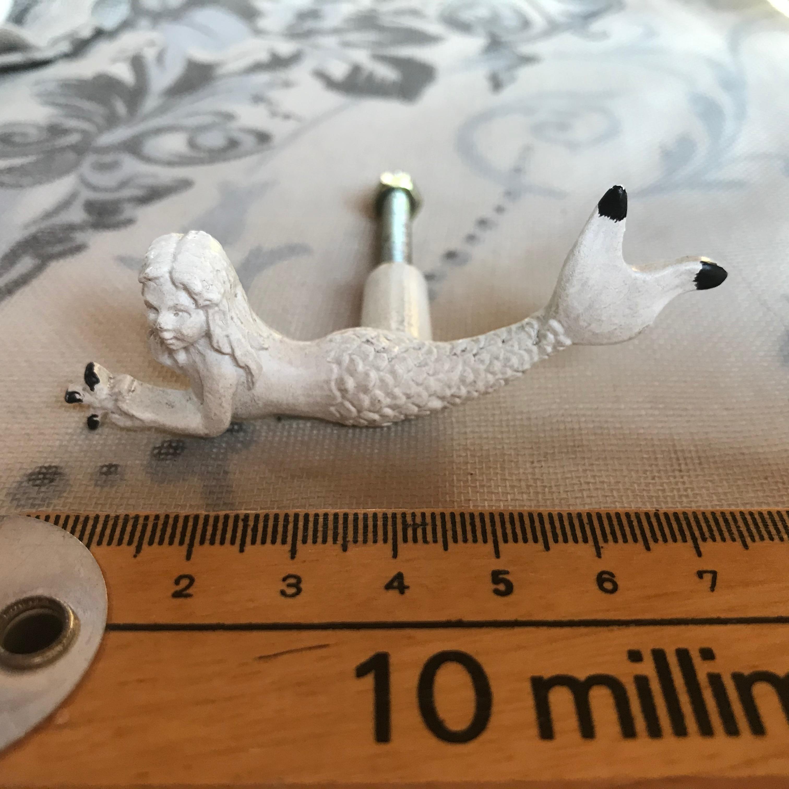 Ornate Mermaid Drawer Door Knob Antique White Vintage Hare