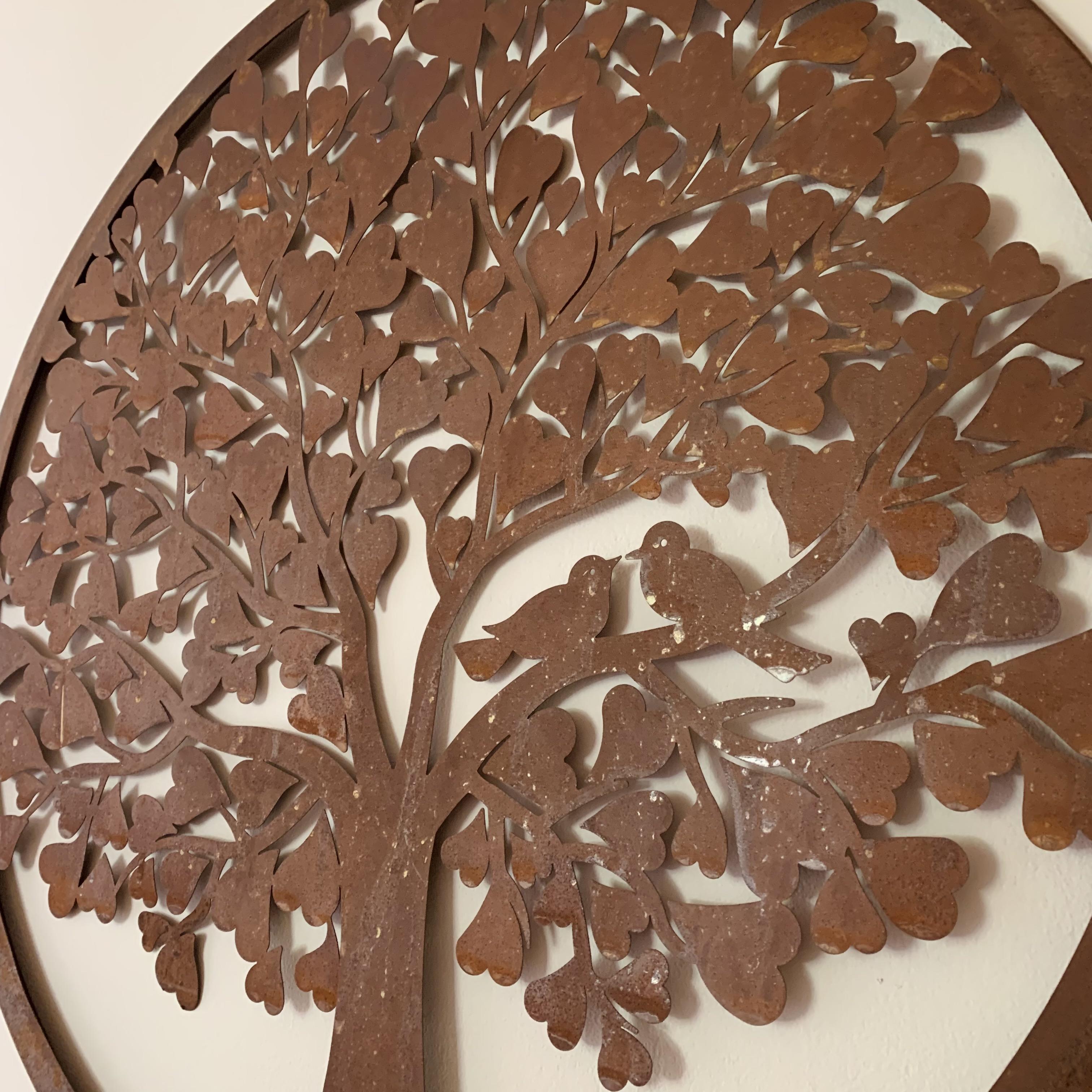 Heart Tree Large Metal Wall Plaque Vintage Hare