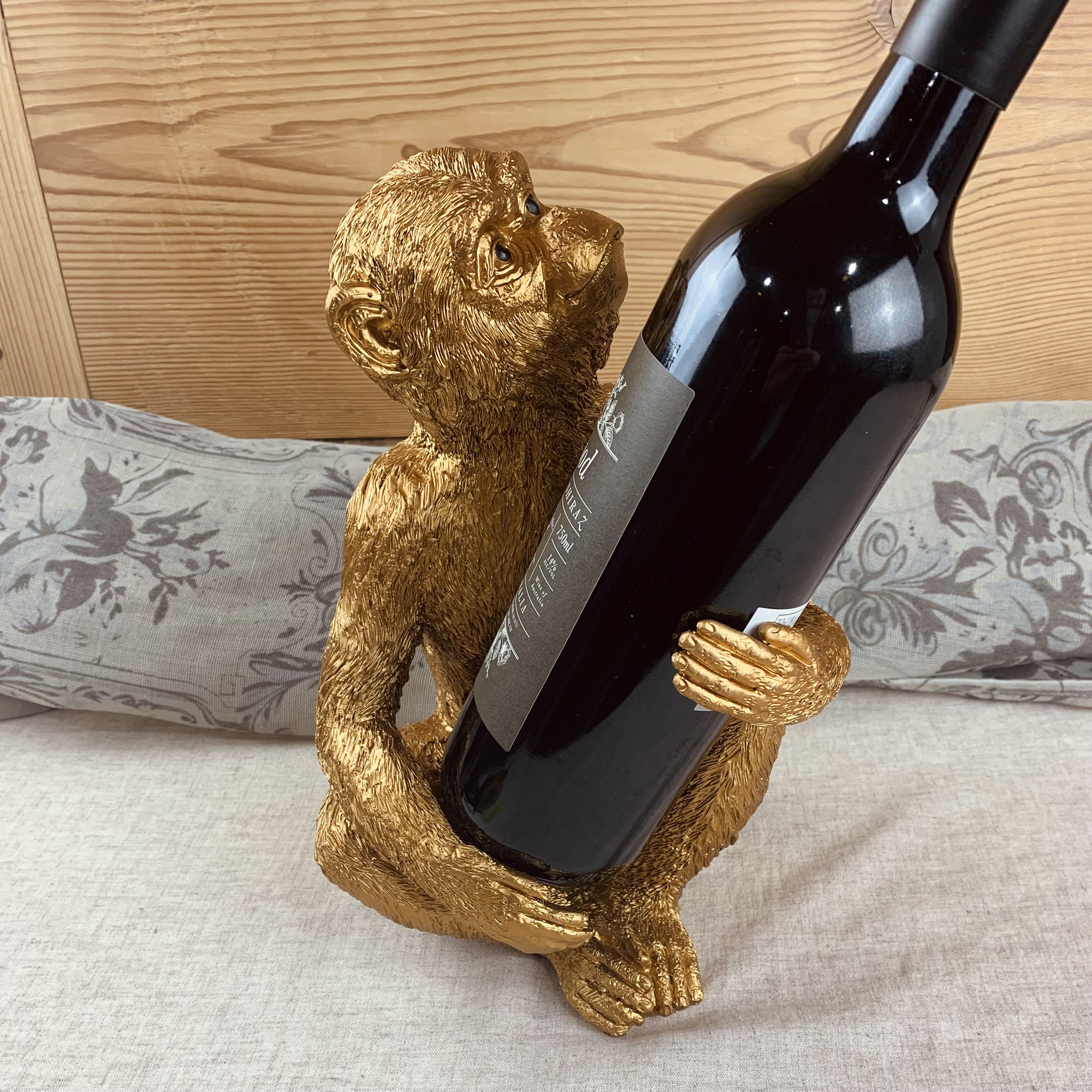 Ornate Golden Monkey Wine Bottle Holder | Dinner-party Decoration ...