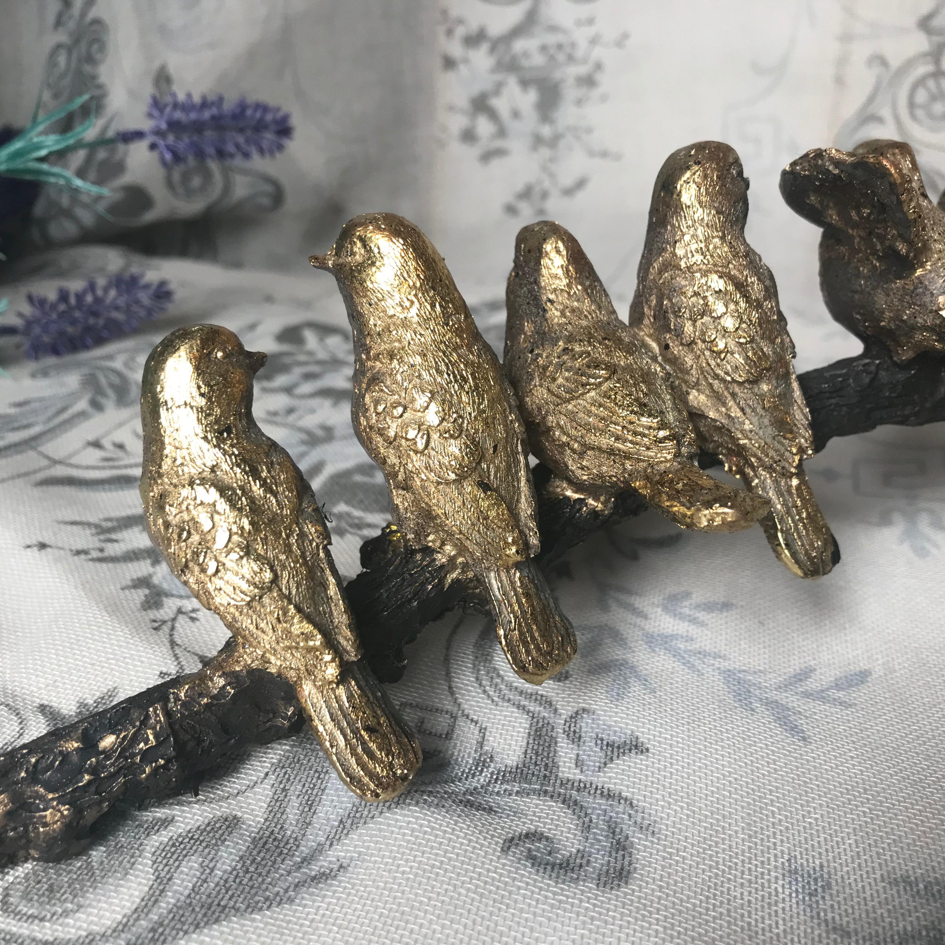 Golden Birds on a Branch Ornament Decorative Accessory