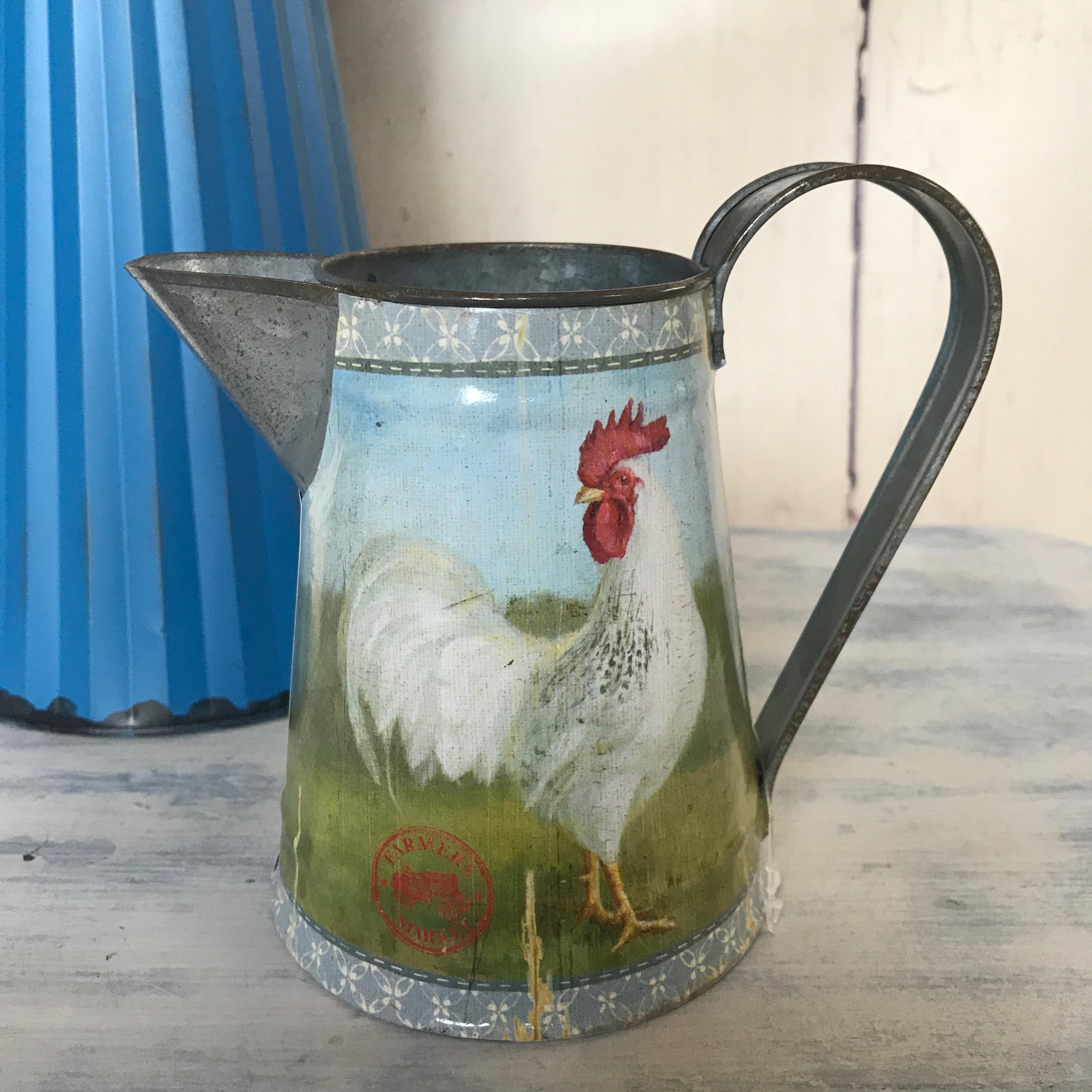 Farmhouse Cockerel Decorative Metal Jug Vintage Hare