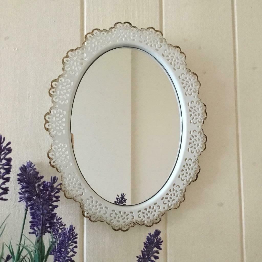 Lacy Oval Wall Mirror Antique White Shabby Chic Wall Mirror Vintage