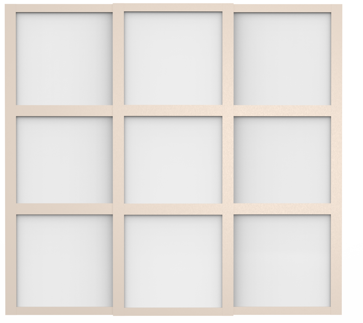 Shaker - 3 doors (Dove Glass) Frame Cashmere - size 2310x2510 - Liner ...