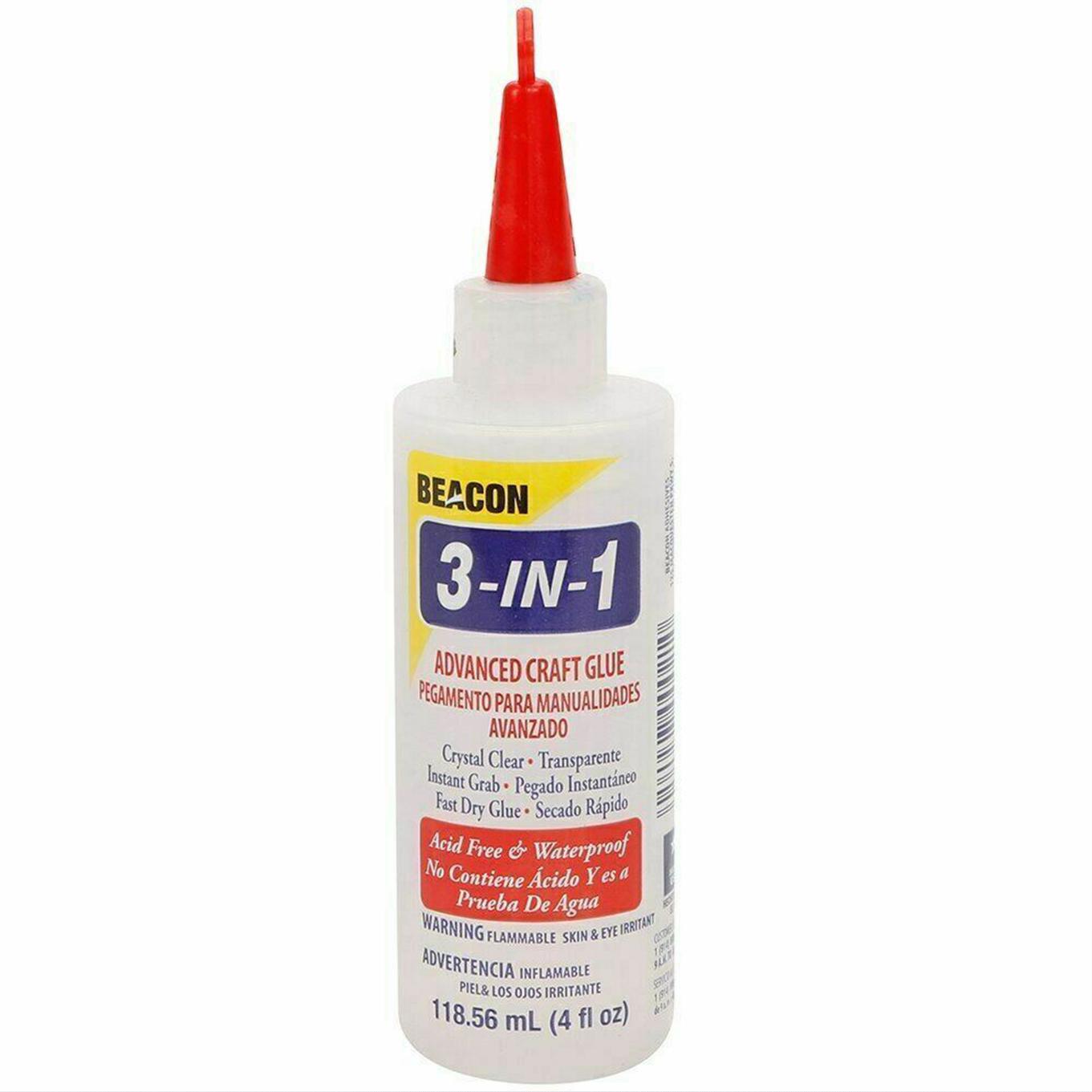 Beacon 3-in-1 Advanced Crafting Glue, 4-Ounce, 1-Pack (.1-Pack (Clear))