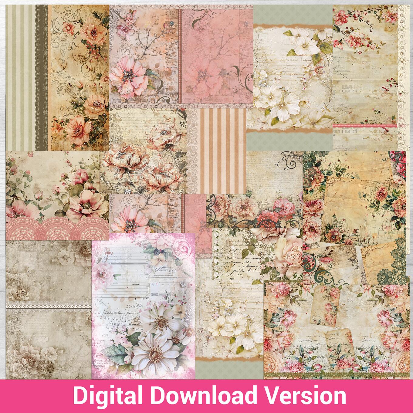 Retro Pattern Backing Paper FB3920D/CCW24D A touch of Vintage Backing papers Digital Download