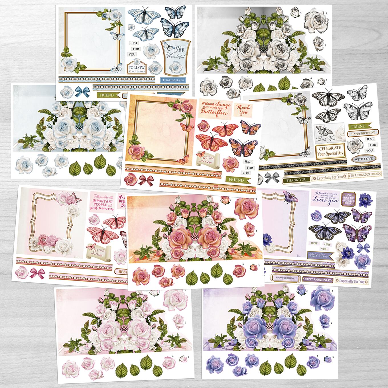 FB3644 Butterfly Rose Diagonal Front cardmaking kit with Forever Code