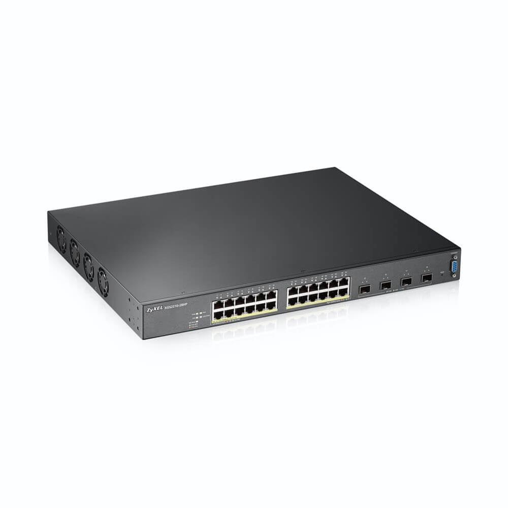 ZY-XGS2210-28HP Zyxel 24-port GbE L2 PoE Switch with 10GbE Uplink (Stackable) 4 x 10-Gigabit SFP+