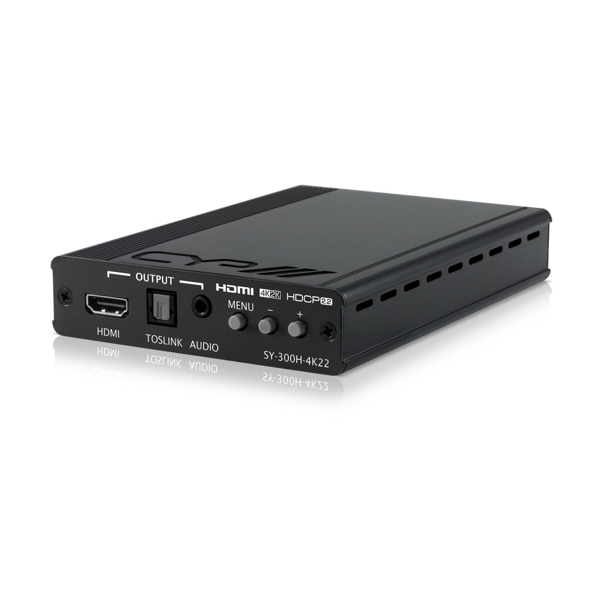 SY-300H-4K22 HDMI to HDMI Scaler with Audio Embedding & De-Embedding, 4KUHD Support, HDMI2.0, HDCP2.2