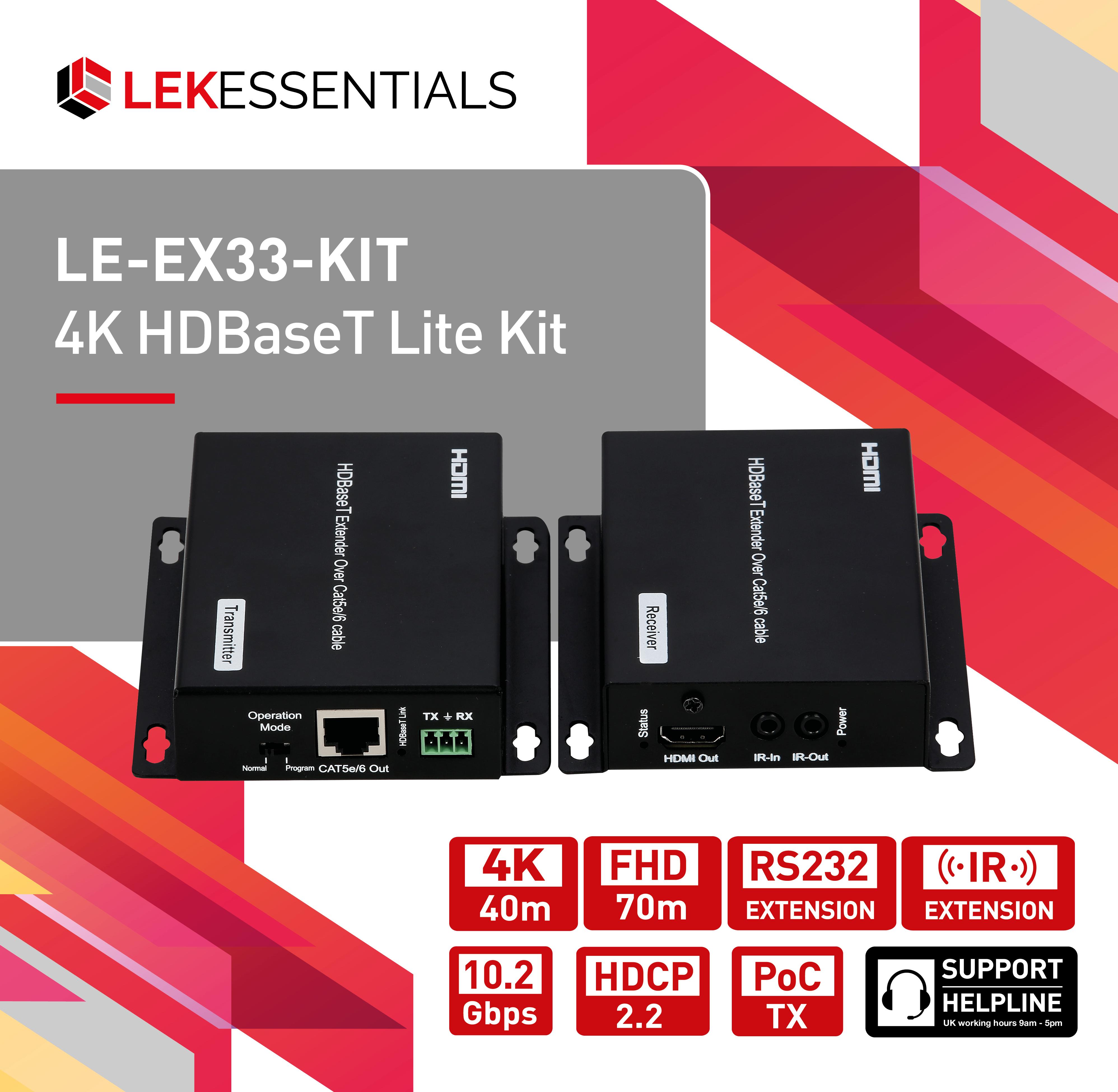 LE-EX33-KIT 70m HDBaseT Kit (4K, HDCP2.0, HDCP2.2)
