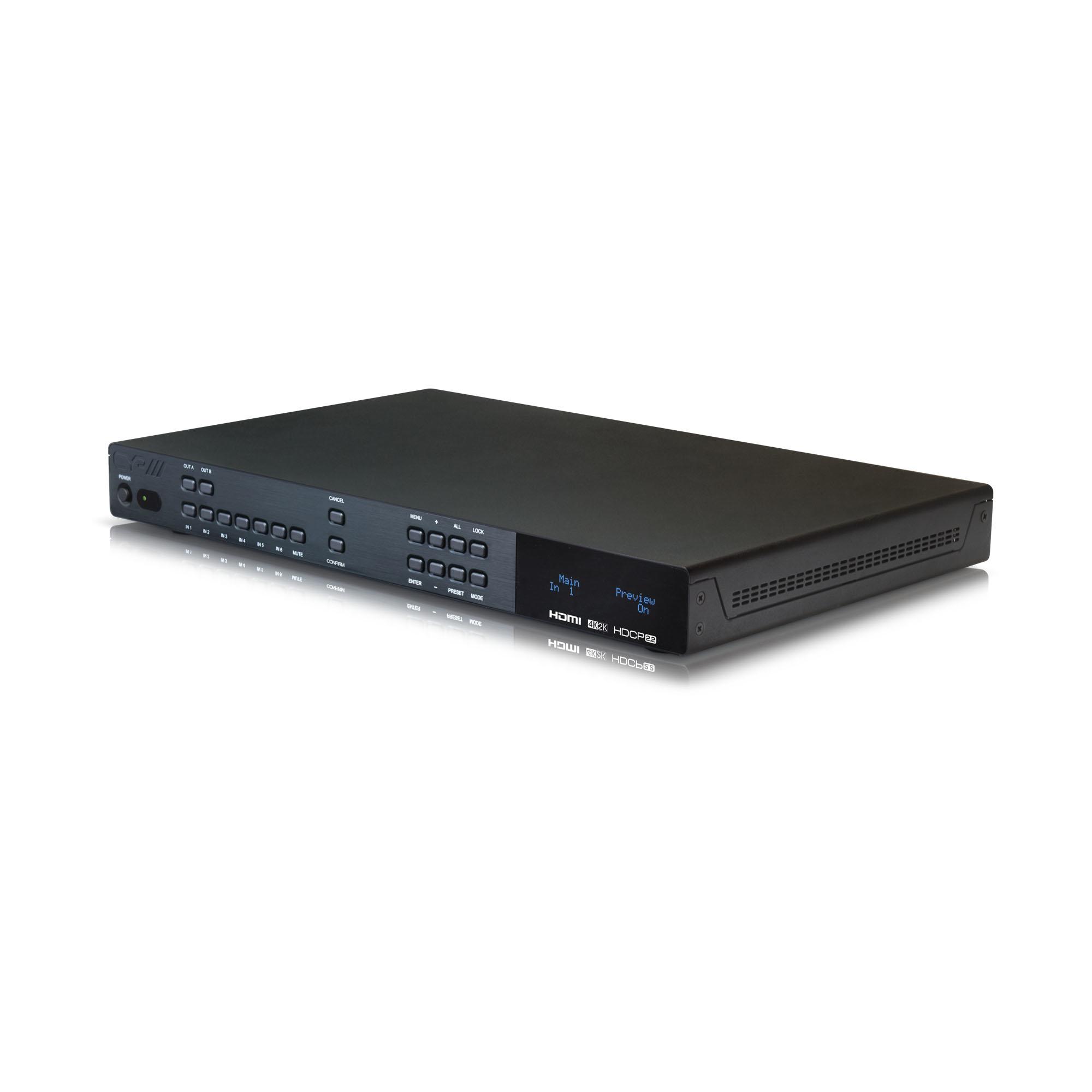 OR-HD62CD-4K22 6 x 2 HDMI Matrix Switch with Audio De-Embedding (4K, HDCP2.2)