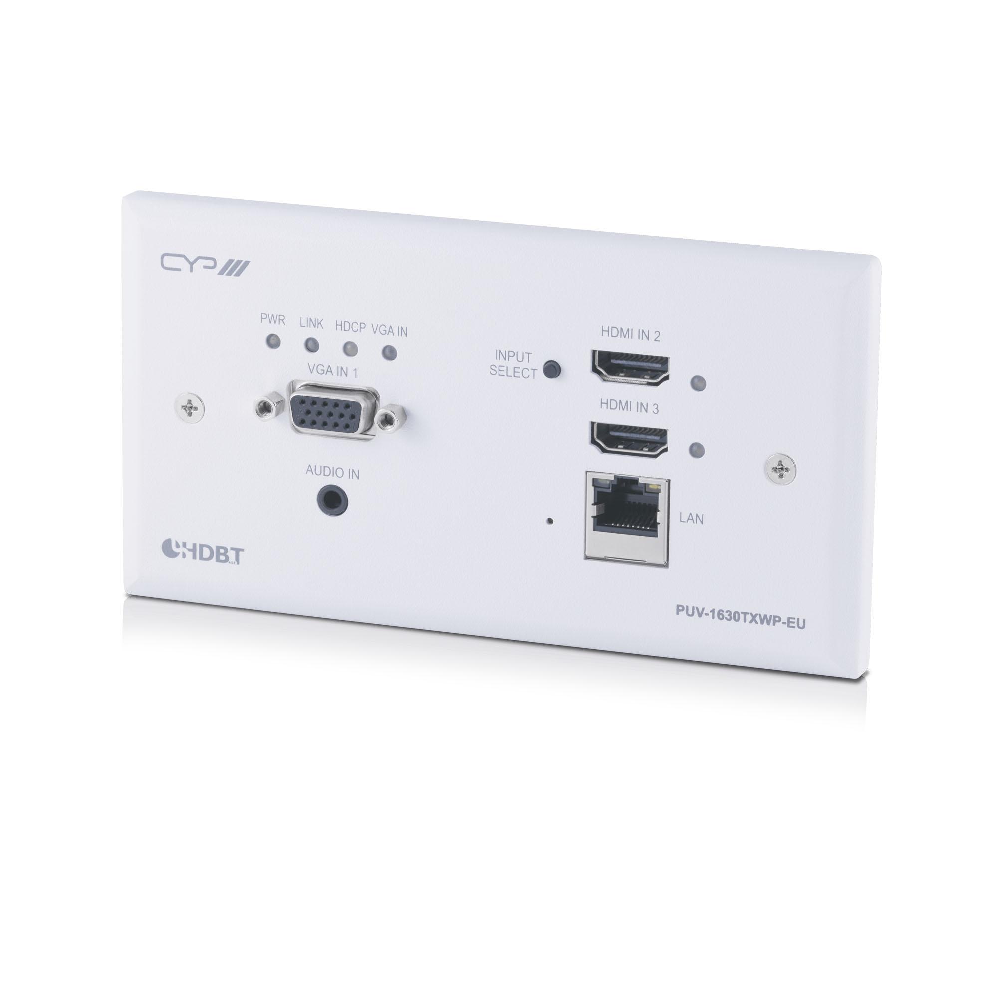 PUV-1630TXWP-EU HDBaseT EU Wallplate Transmitter with 2 x HDMI Inputs, 1 x VGA Input & Auto Conversion