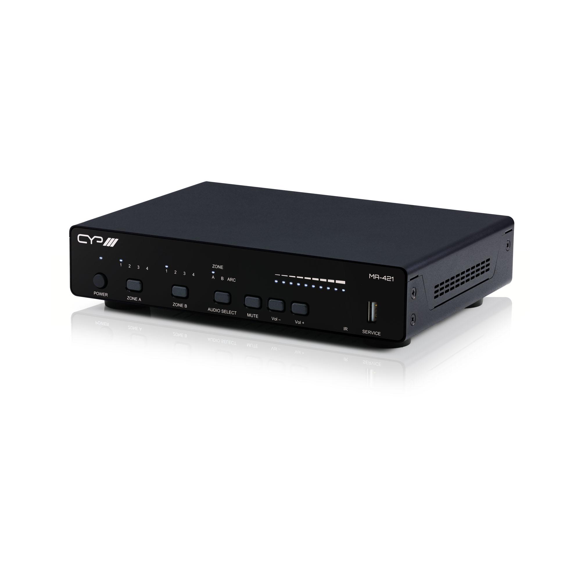 MA-421 4 In 2 HDBaseT Out + HDMI Out Matrix Amplifier with AVLC, 2x20w, Output Scaling, 4KHDR, App Control, 1 x PUV-1710RX-AVLC