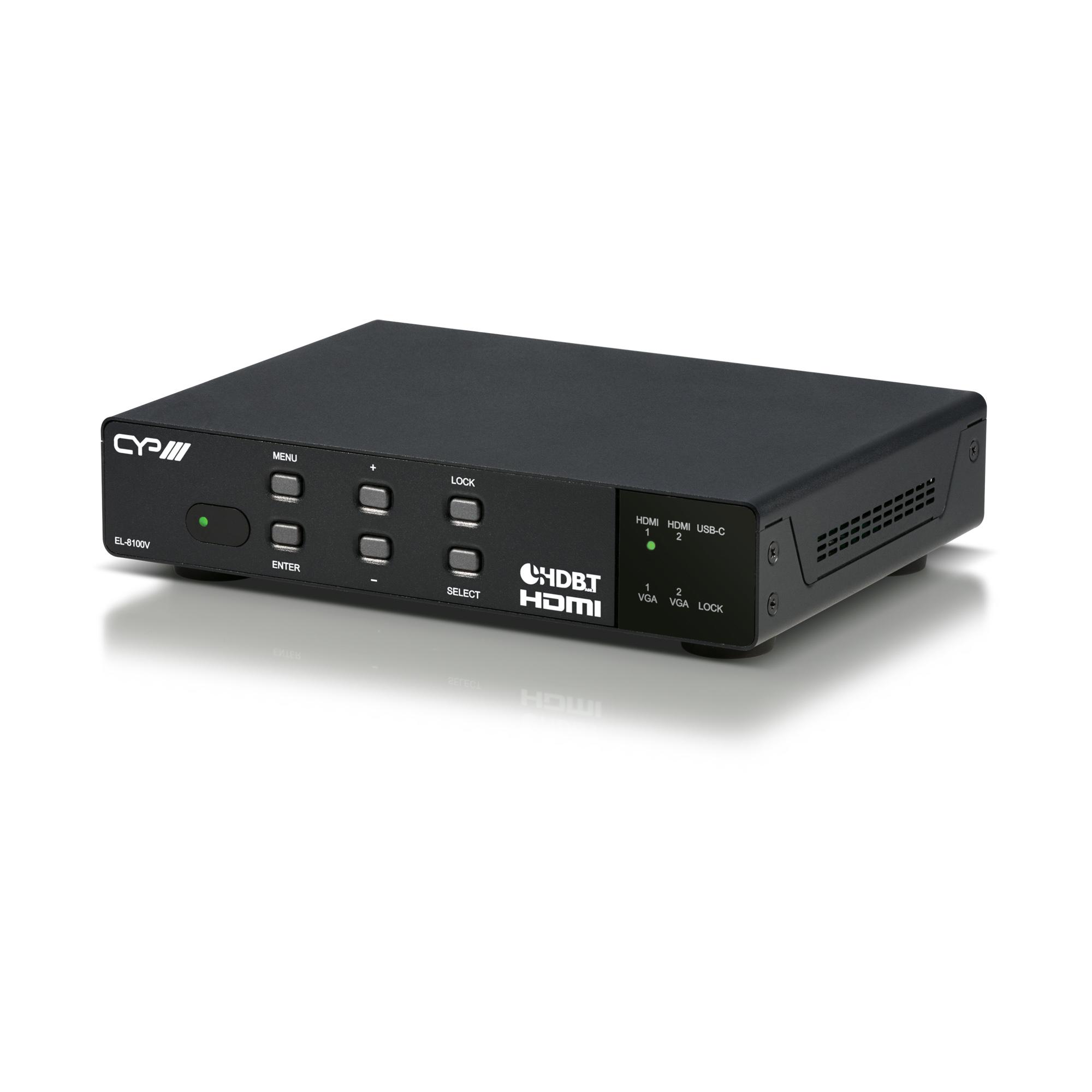 EL-8100V HDMI / USB-C / VGA Presentation Switch & Scaler with HDMI & HDBaseT™ Outputs