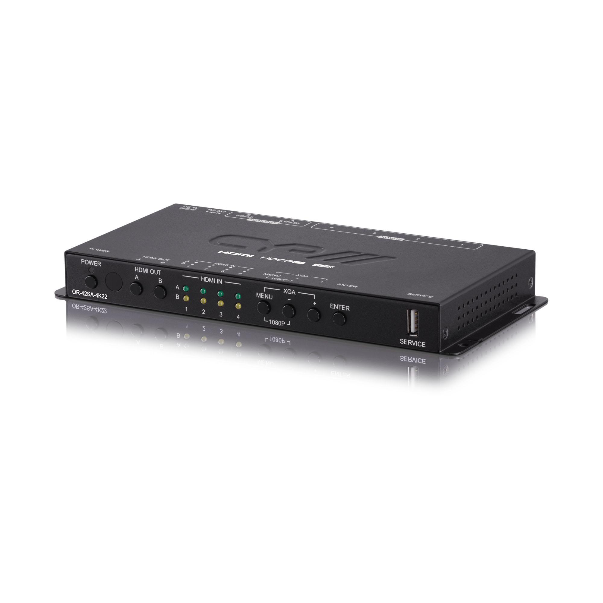 OR-42SA-4K22 4x2 4K UHD+ HDMI V2.0/HDCP2.2 Matrix Scaler Box
